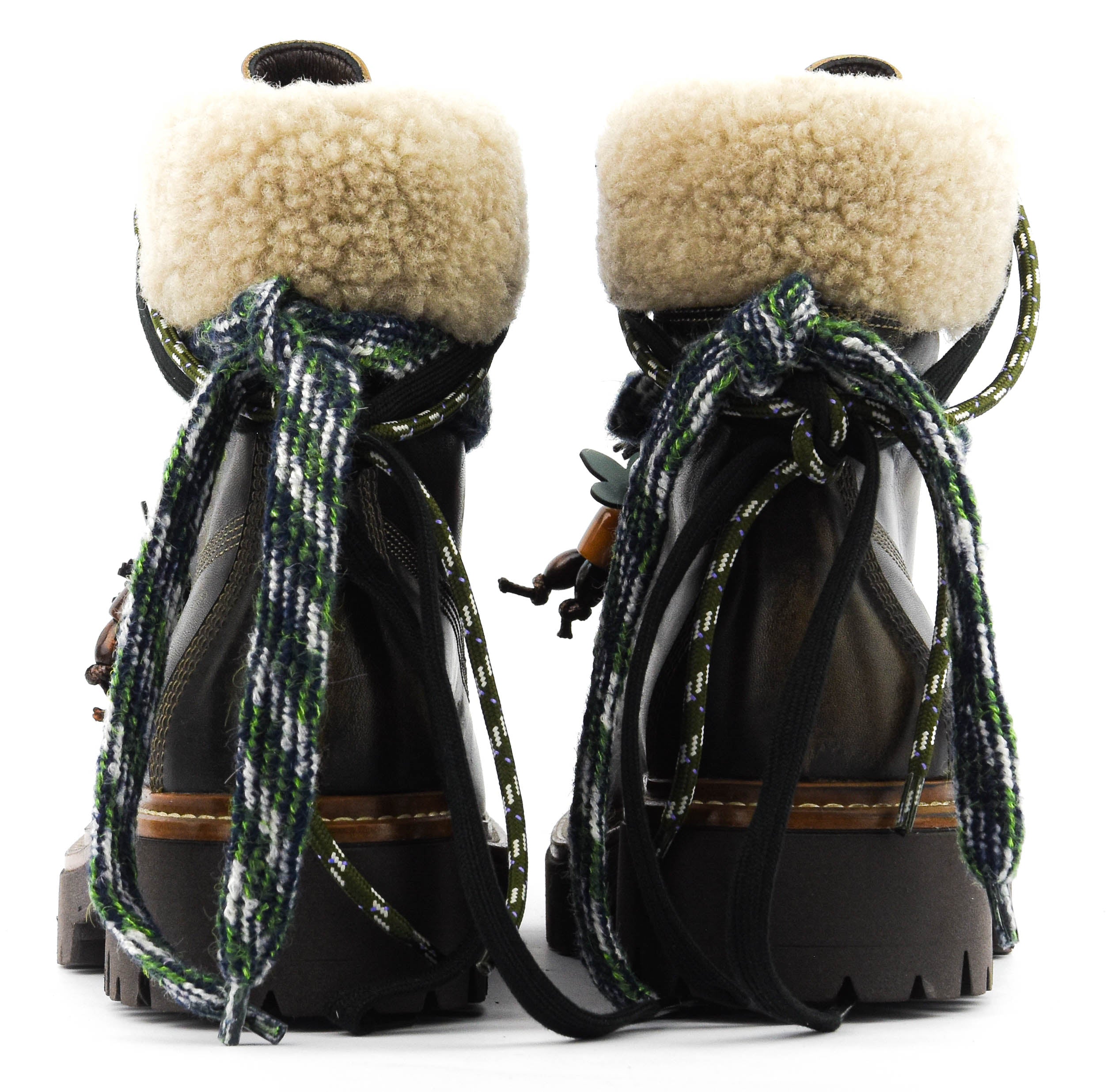 ELENA IACHI BOOT LACE POMPOM BLACK