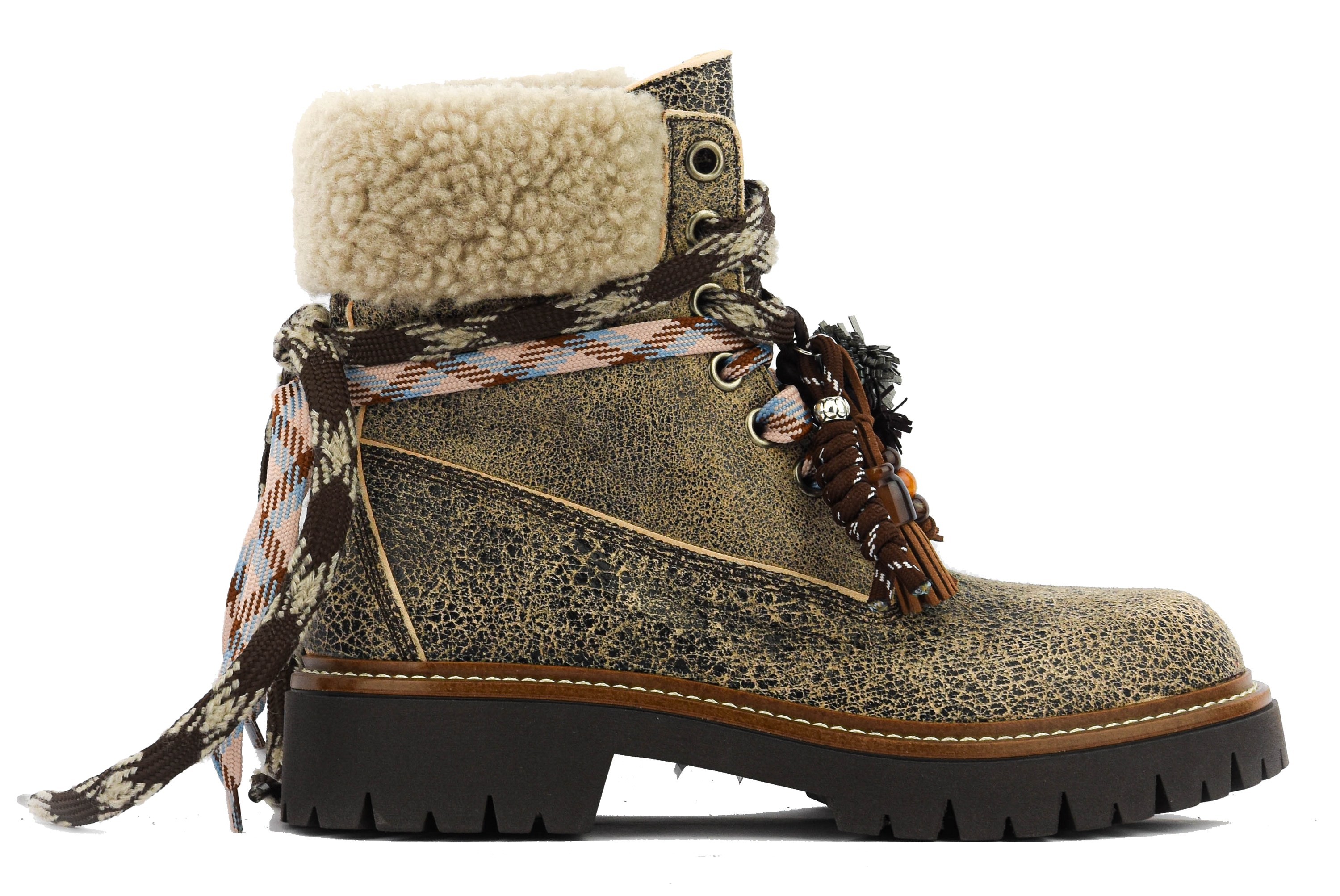 ELENA IACHI BOOT LACE POMPOM VINTAGE taupe