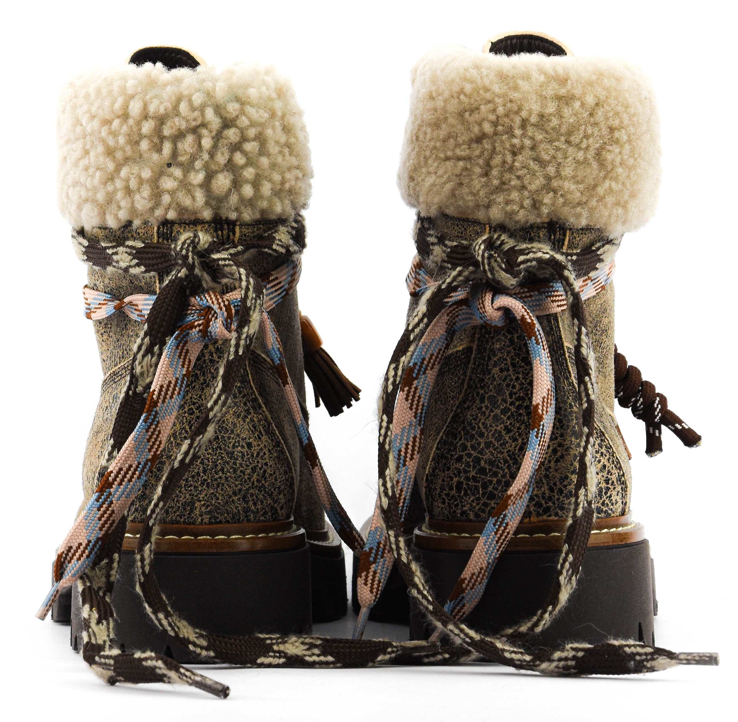 ELENA IACHI BOOT LACE POMPOM VINTAGE TAUPE