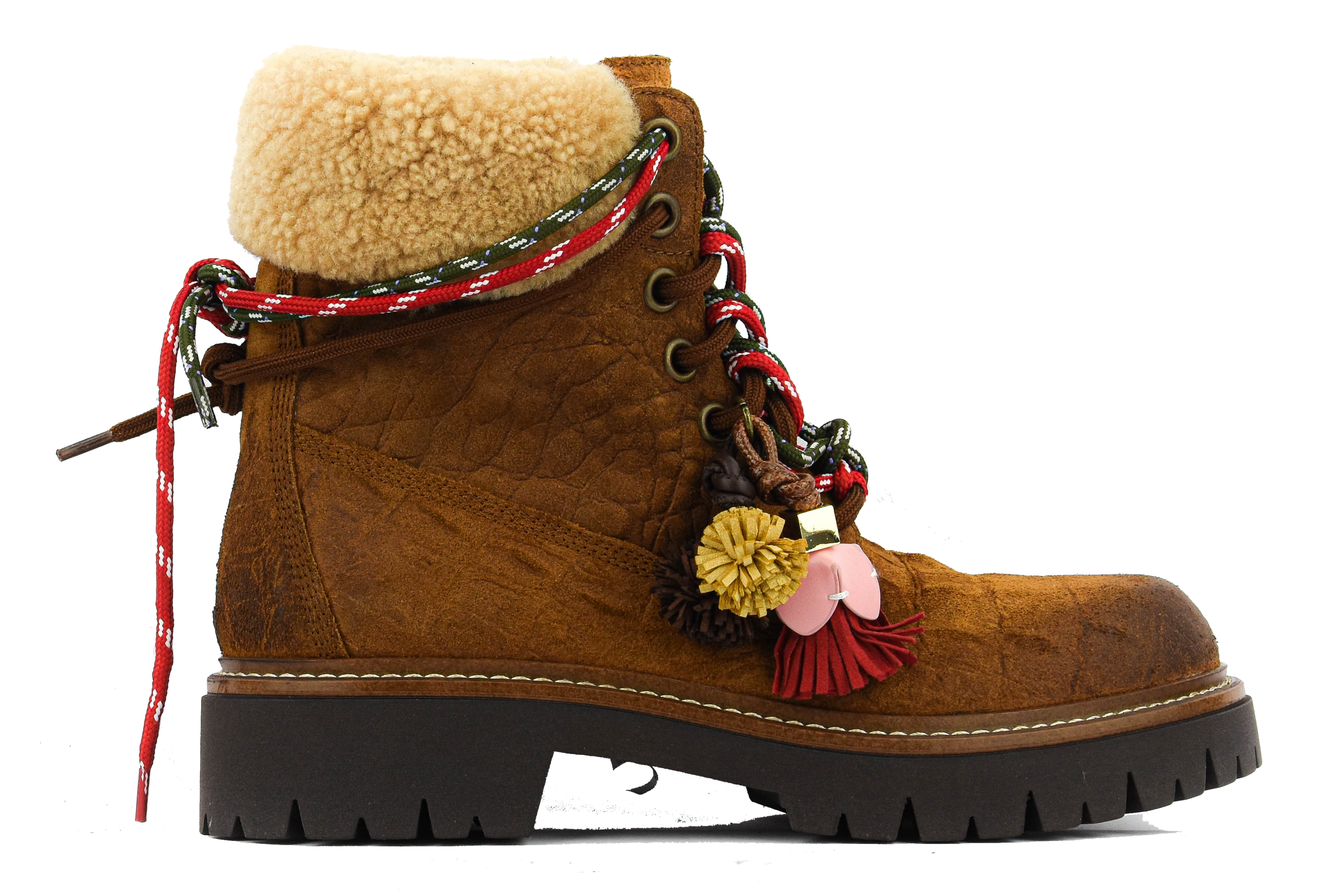 ELENA IACHI BOOT LACE POMPOM brown