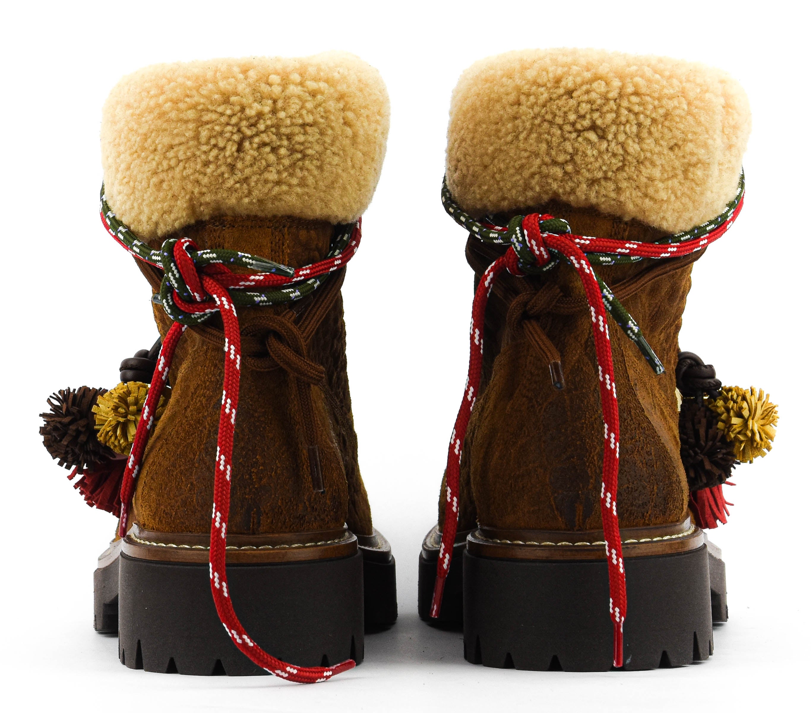 ELENA IACHI BOOT LACE POMPOM BROWN