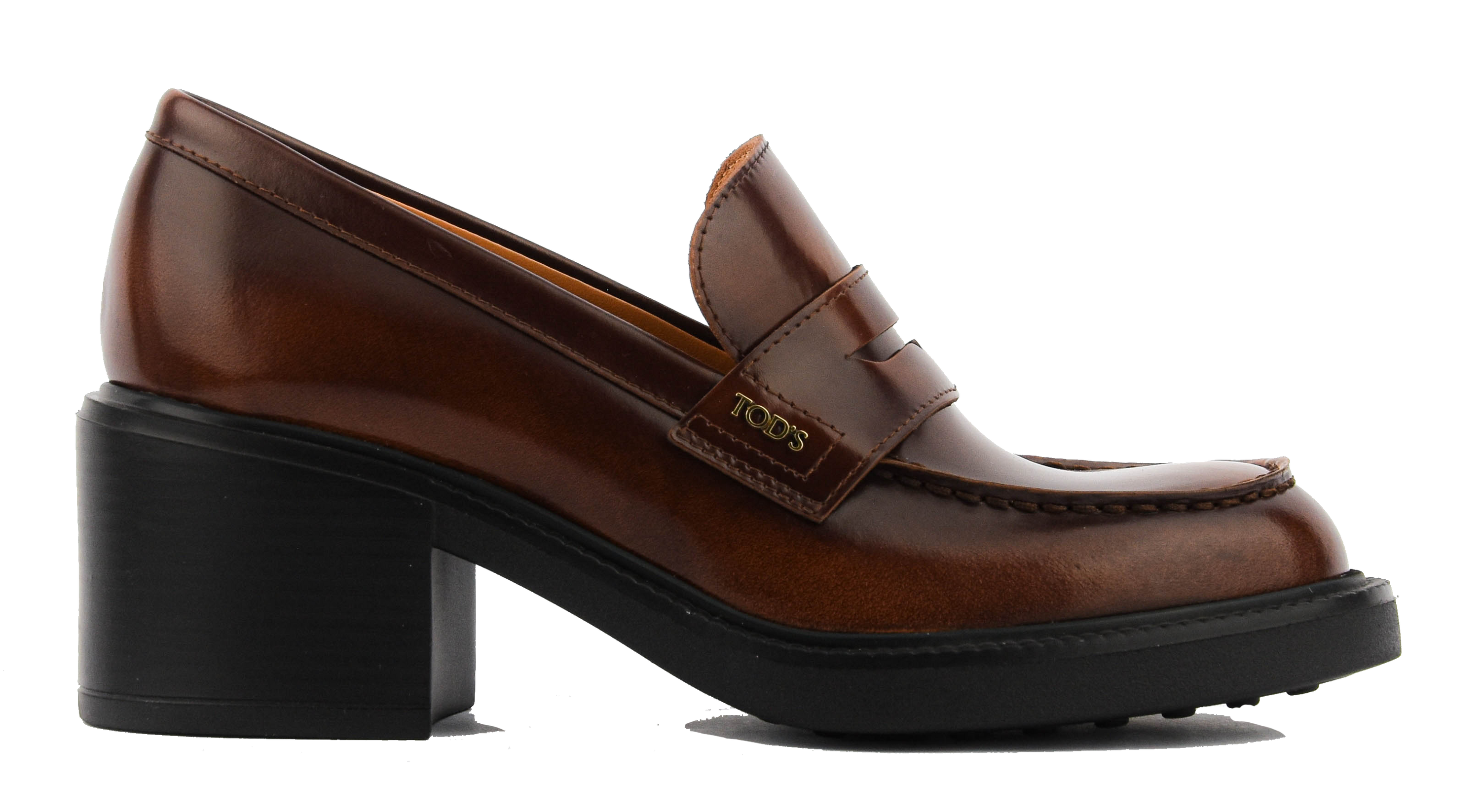 TODS LOAFER BROWN HIGH SHINE