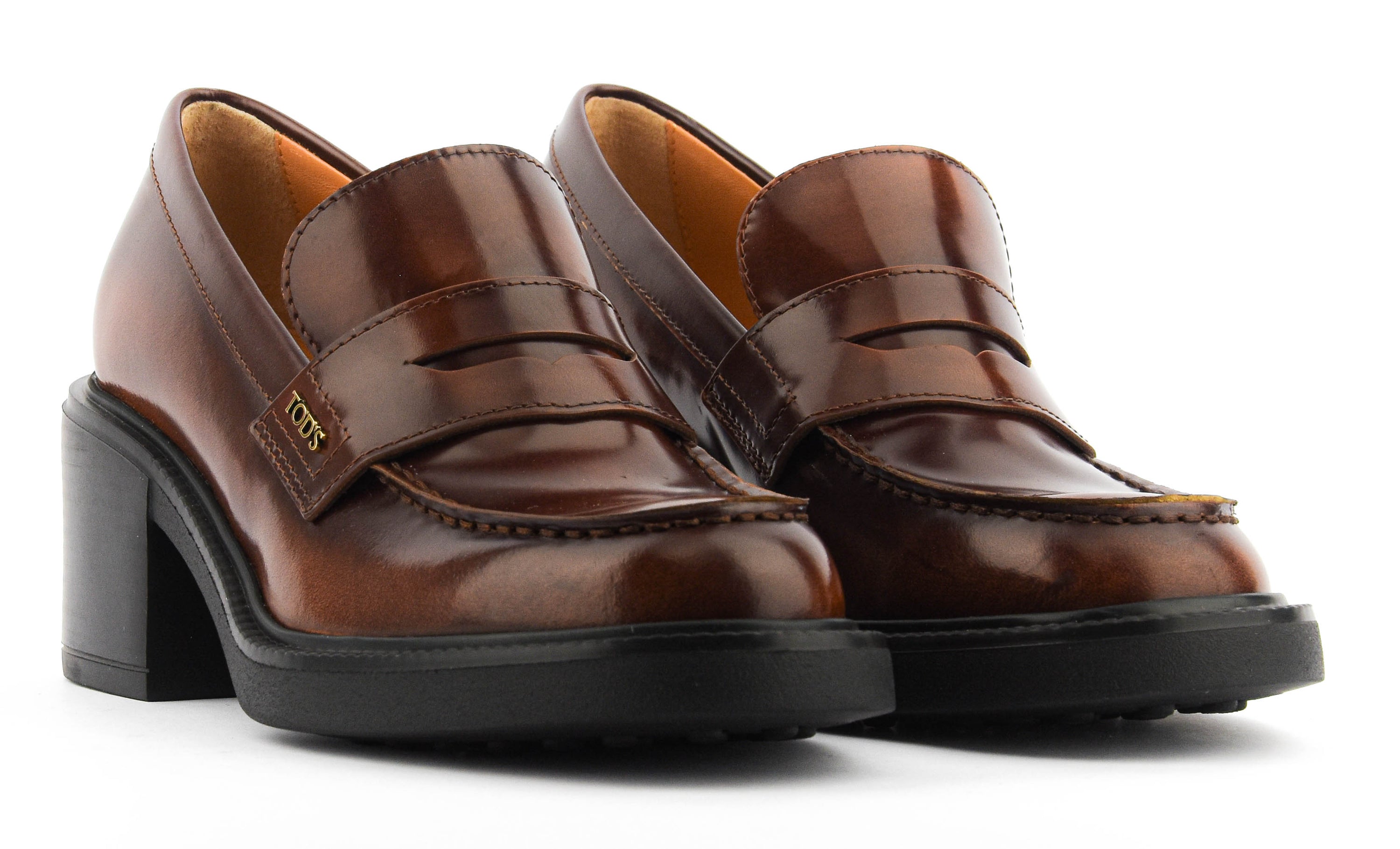 TODS LOAFER BROWN HIGH SHINE