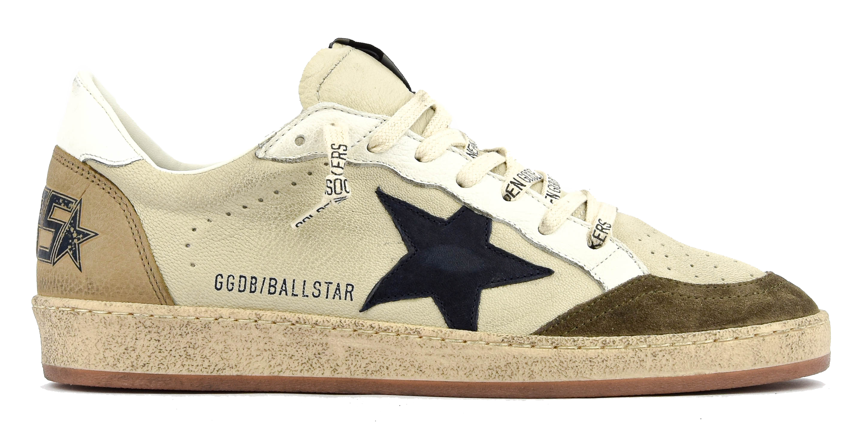 GOLDEN GOOSE BALLSTAR CREAM WHITE BLUE