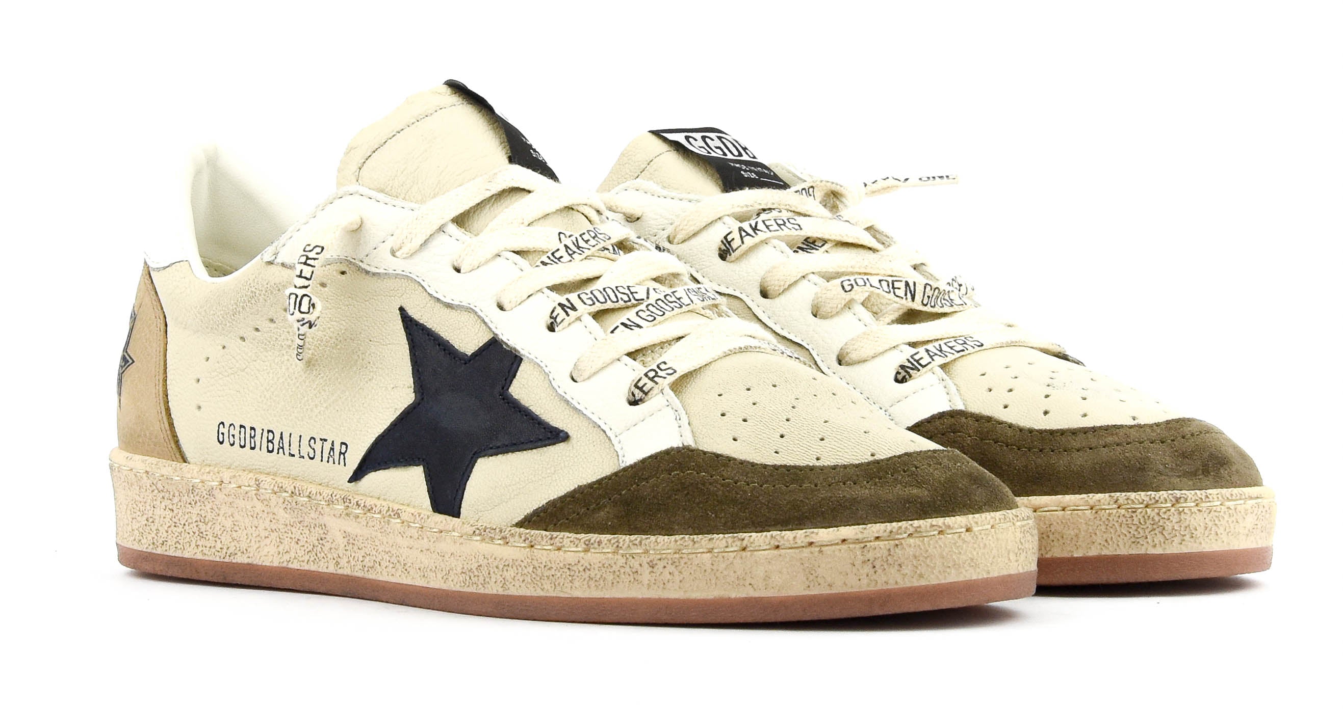 GOLDEN GOOSE BALLSTAR CREAM WHITE BLUE