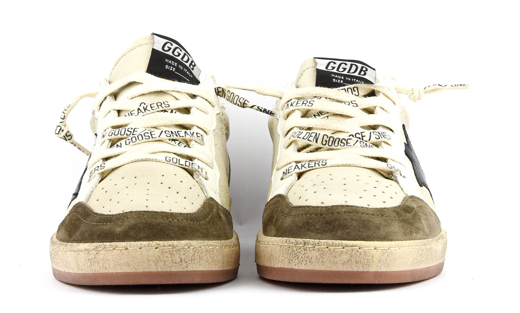 GOLDEN GOOSE BALLSTAR CREAM WHITE BLUE