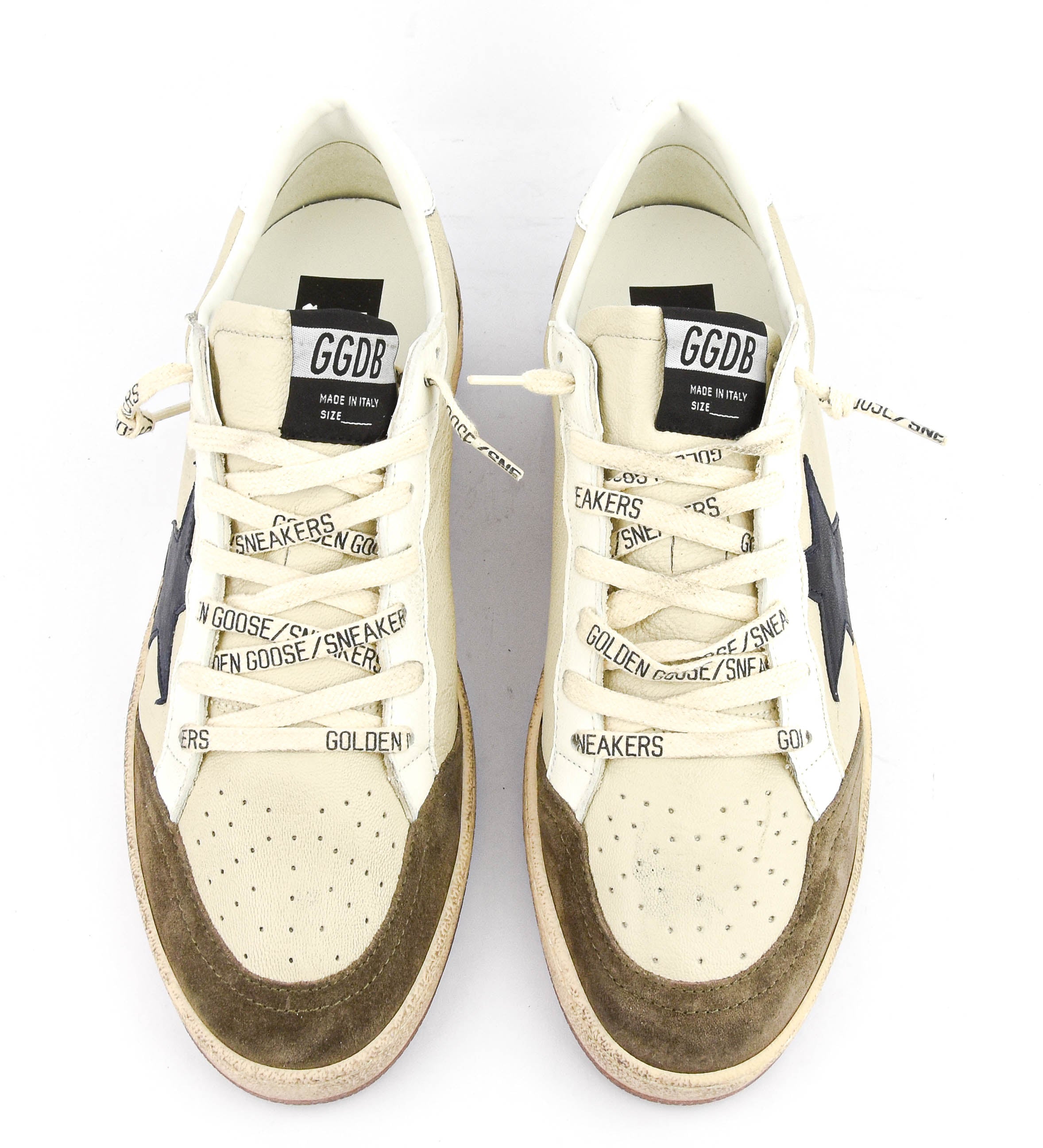 GOLDEN GOOSE BALLSTAR CREAM WHITE BLUE