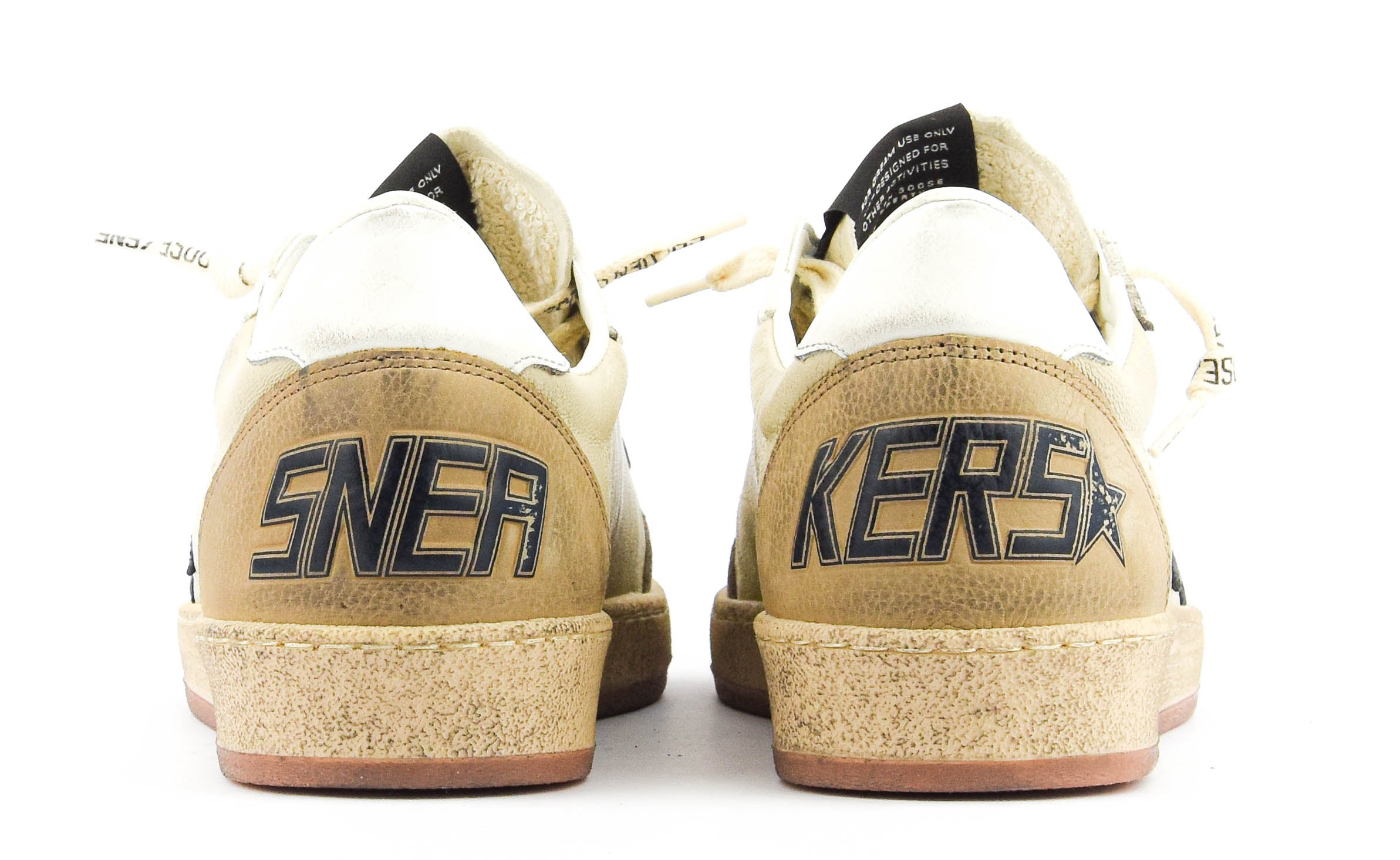 GOLDEN GOOSE BALLSTAR CREAM WHITE BLUE