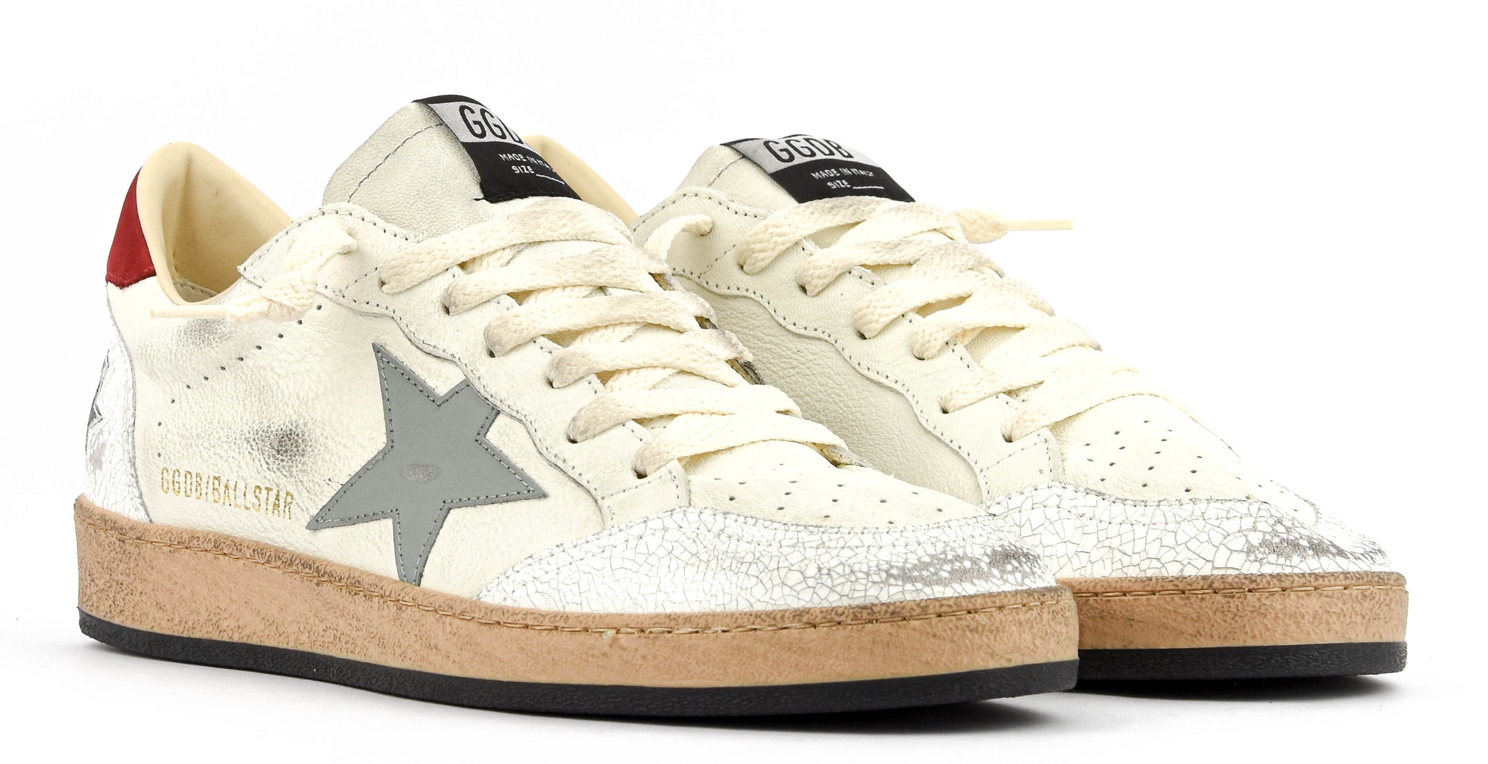 GOLDEN GOOSE BALLSTAR WHITE GREY RED