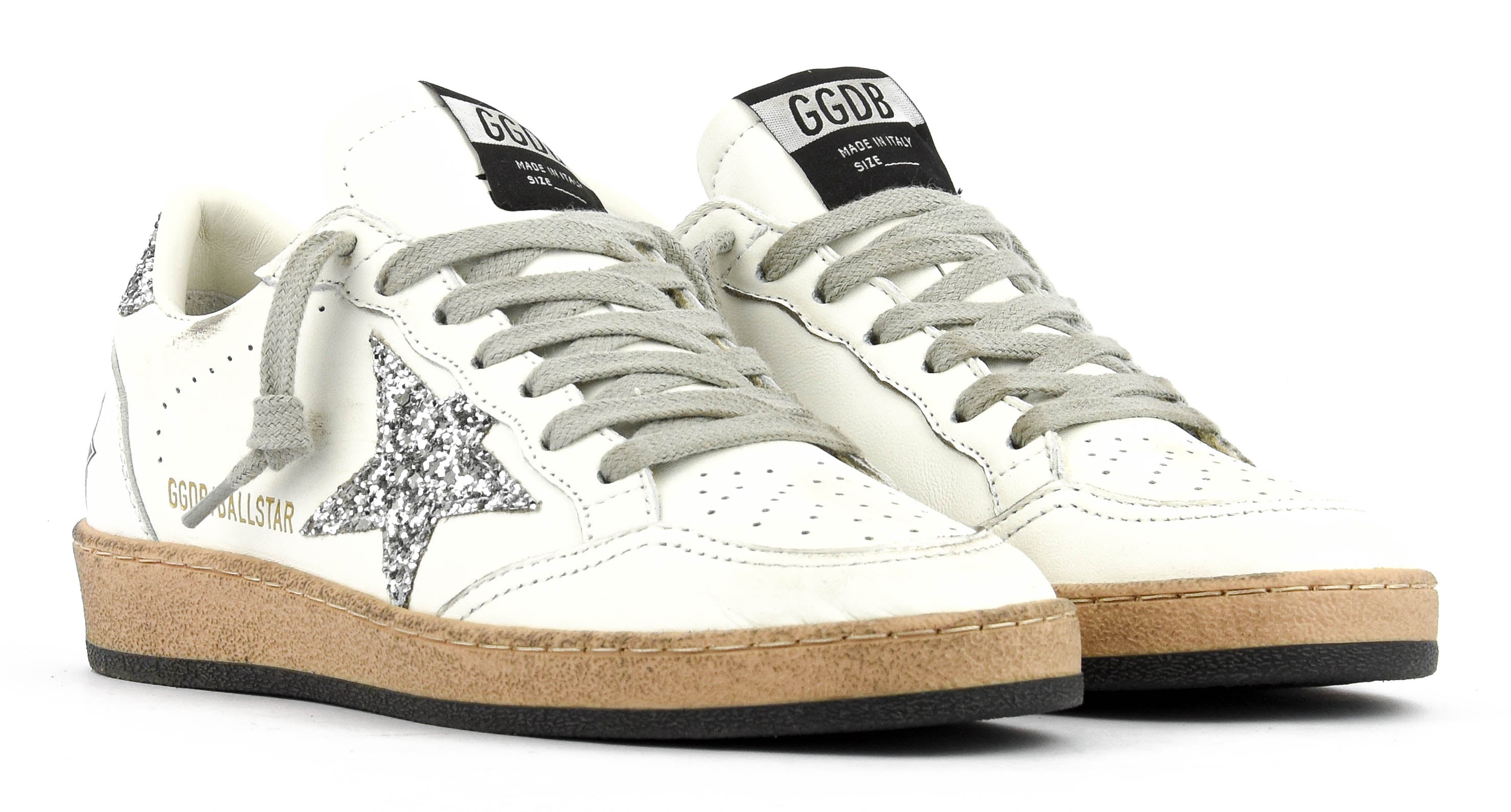 GOLDEN GOOSE BALLSTAR WHITE/SILVER