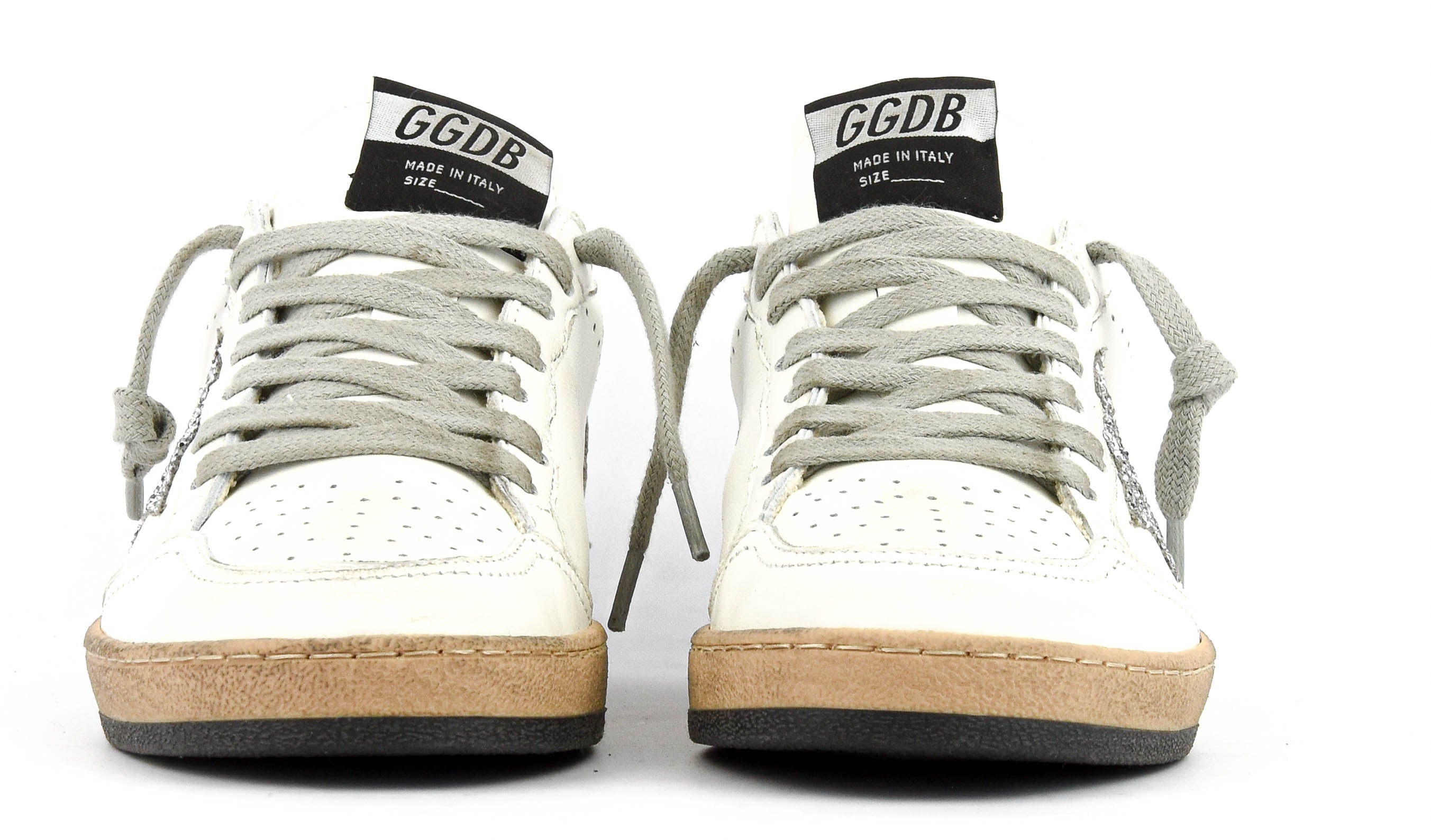 GOLDEN GOOSE BALLSTAR WHITE/SILVER