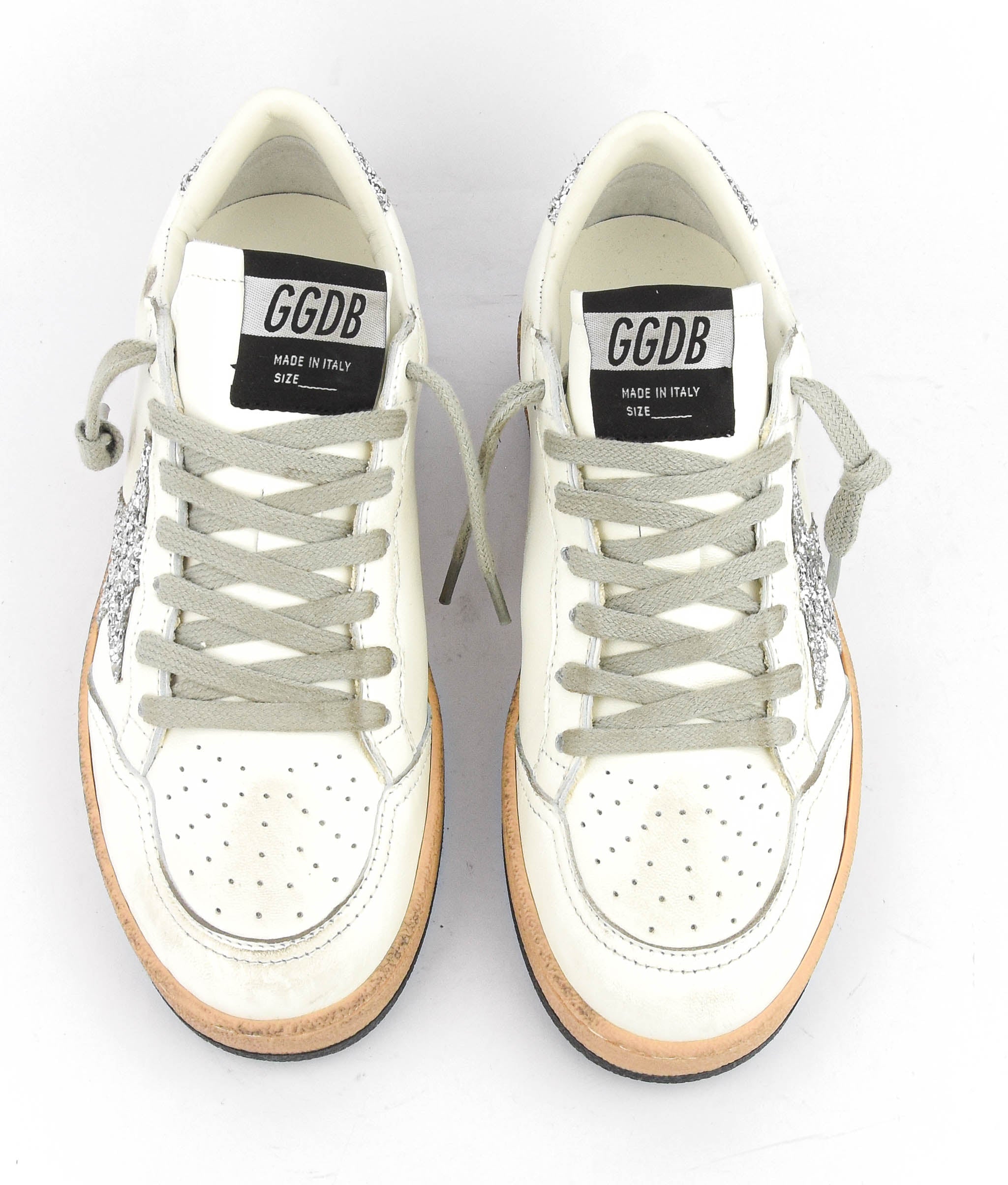 GOLDEN GOOSE BALLSTAR WHITE/SILVER