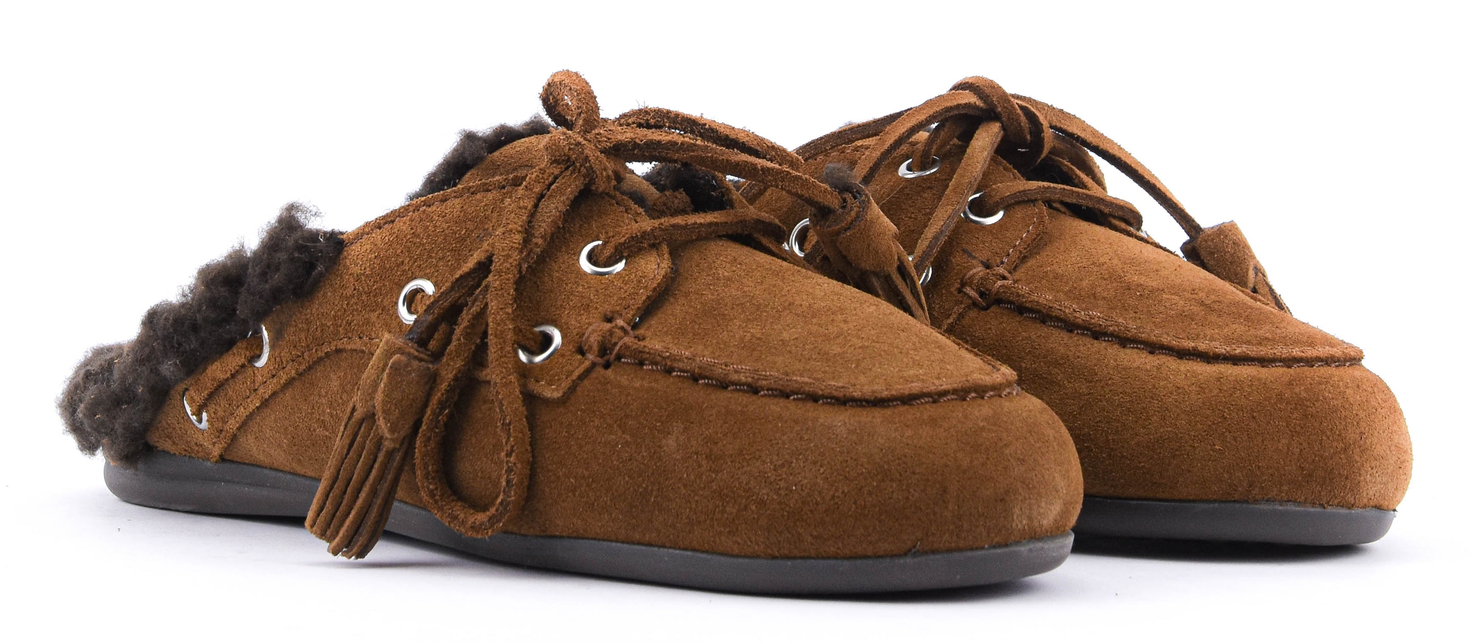 POSA BOAT LOAFER MULE FUR TABACCO