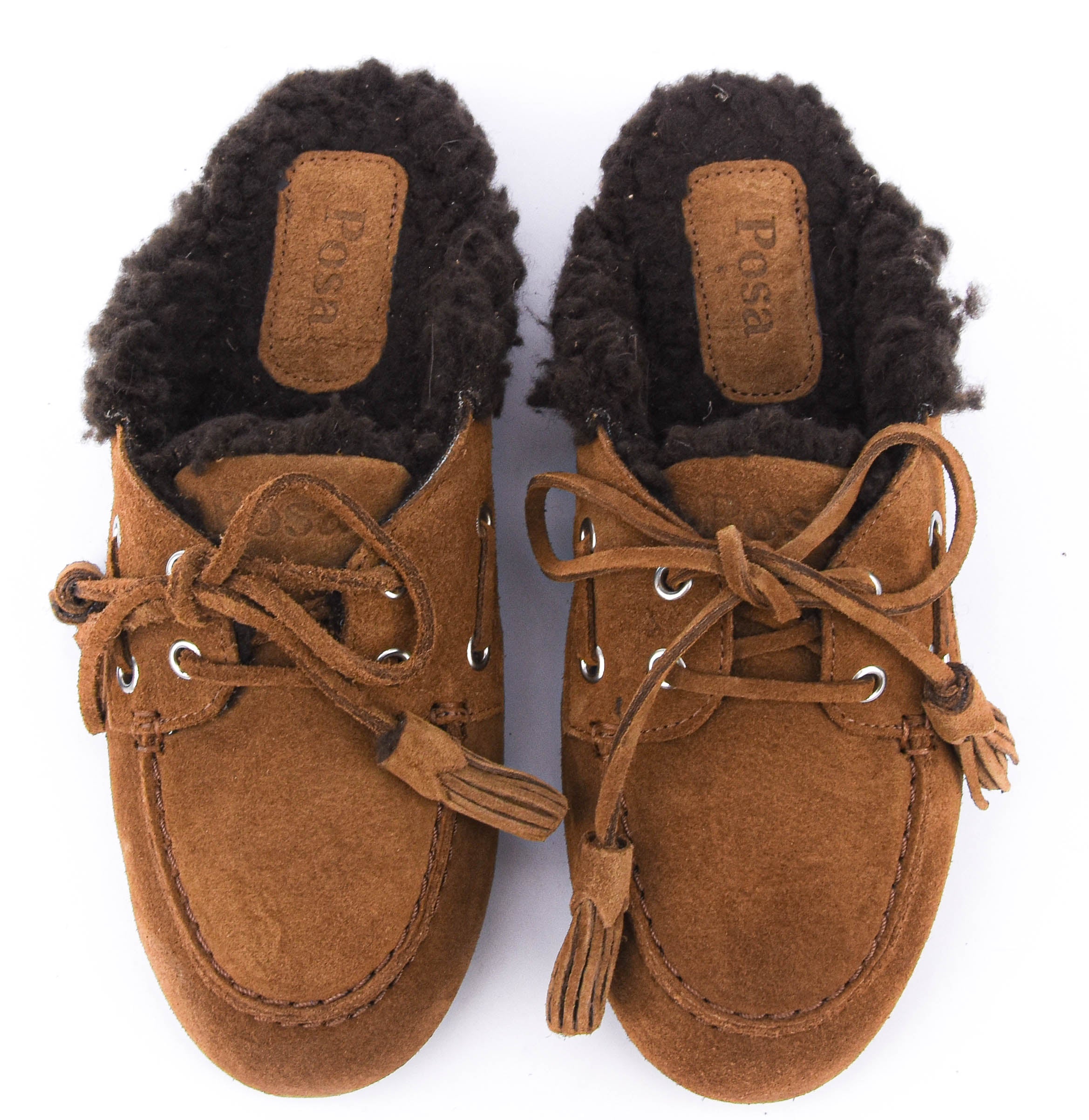 POSA BOAT LOAFER MULE FUR TABACCO