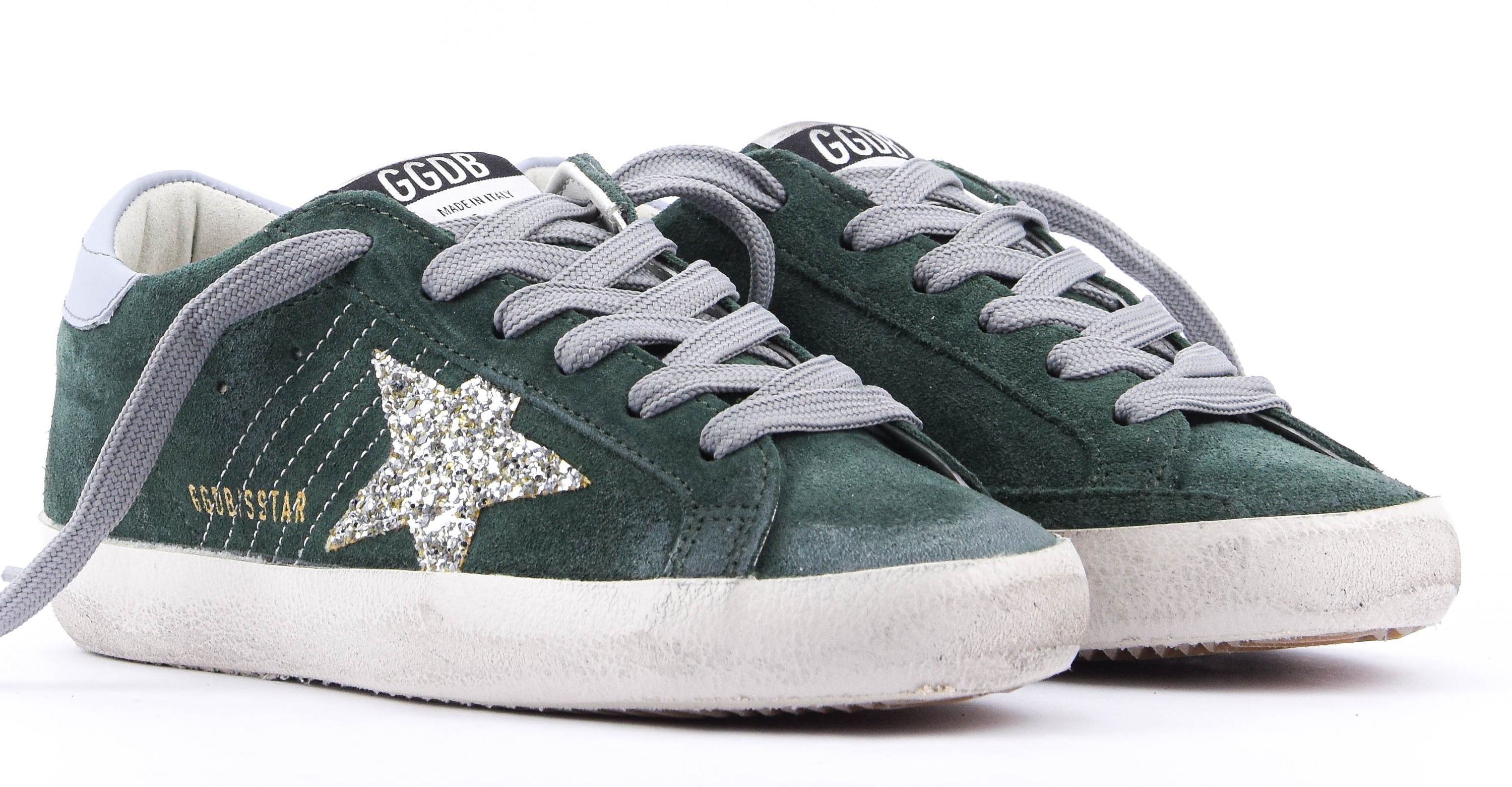 GOLDEN GOOSE SUPERSTAR DARK GREEN SILVER