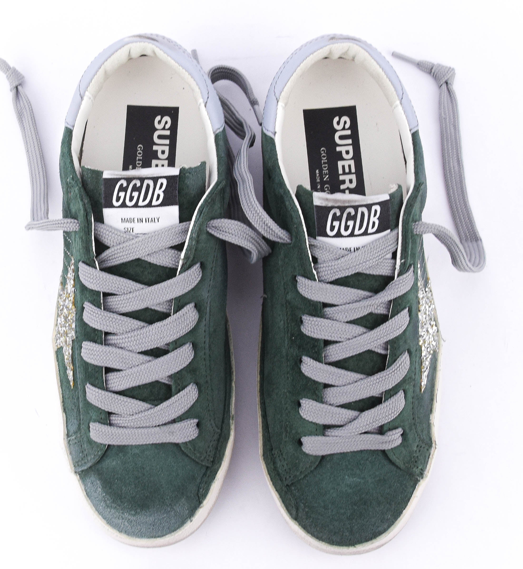 GOLDEN GOOSE SUPERSTAR DARK GREEN SILVER