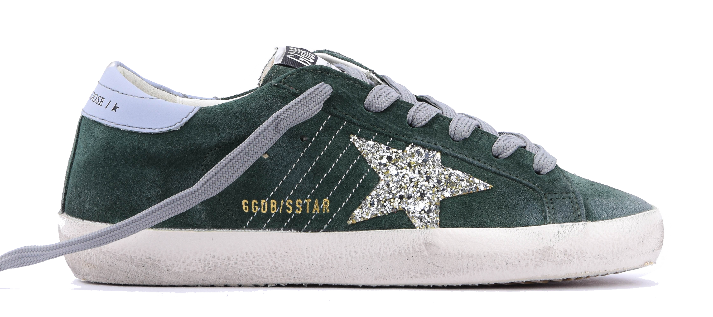 GOLDEN GOOSE SUPERSTAR DARK GREEN SILVER