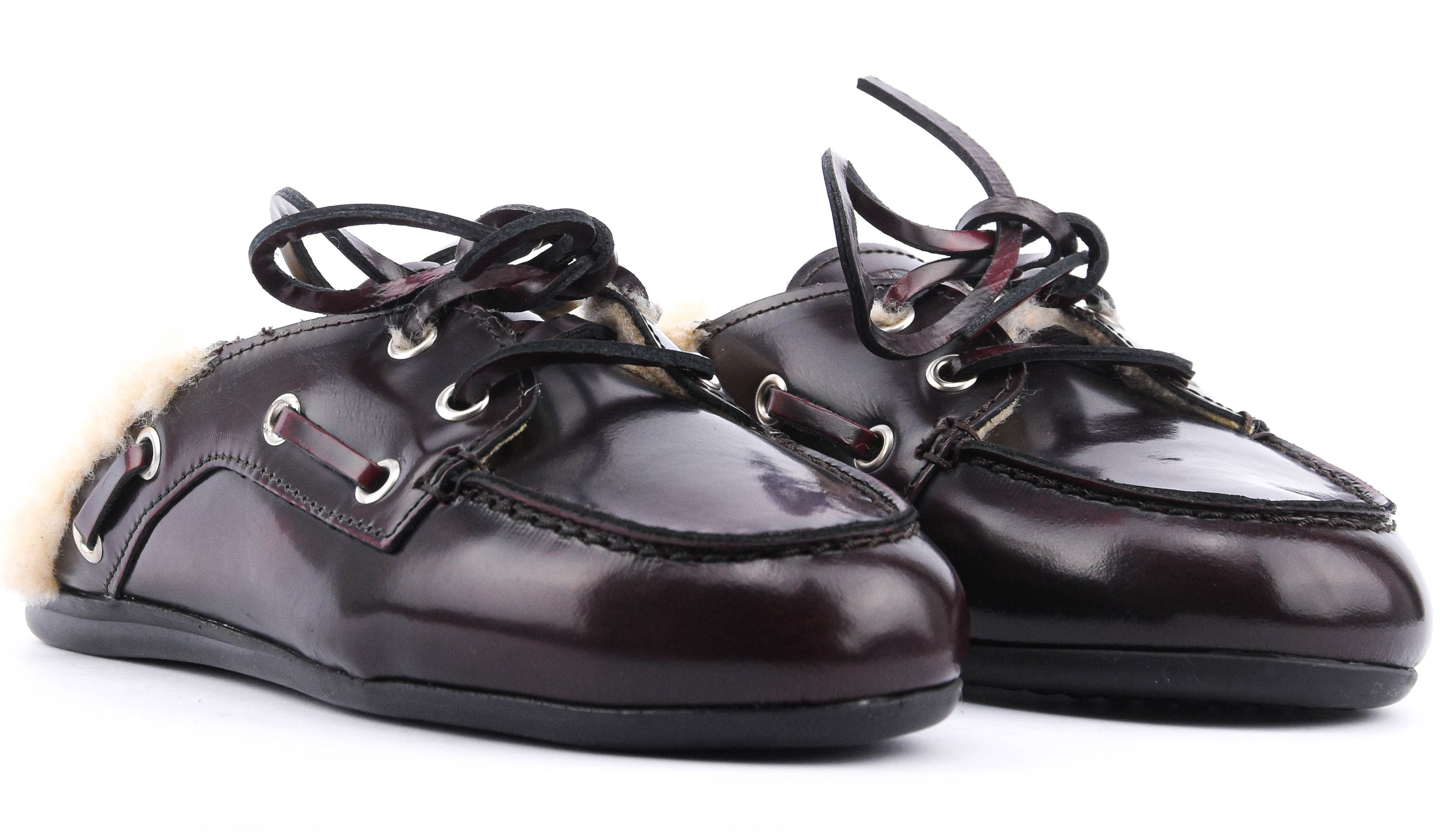 POSA BOAT LOAFER MULE FUR HIGHSHINE BORDO