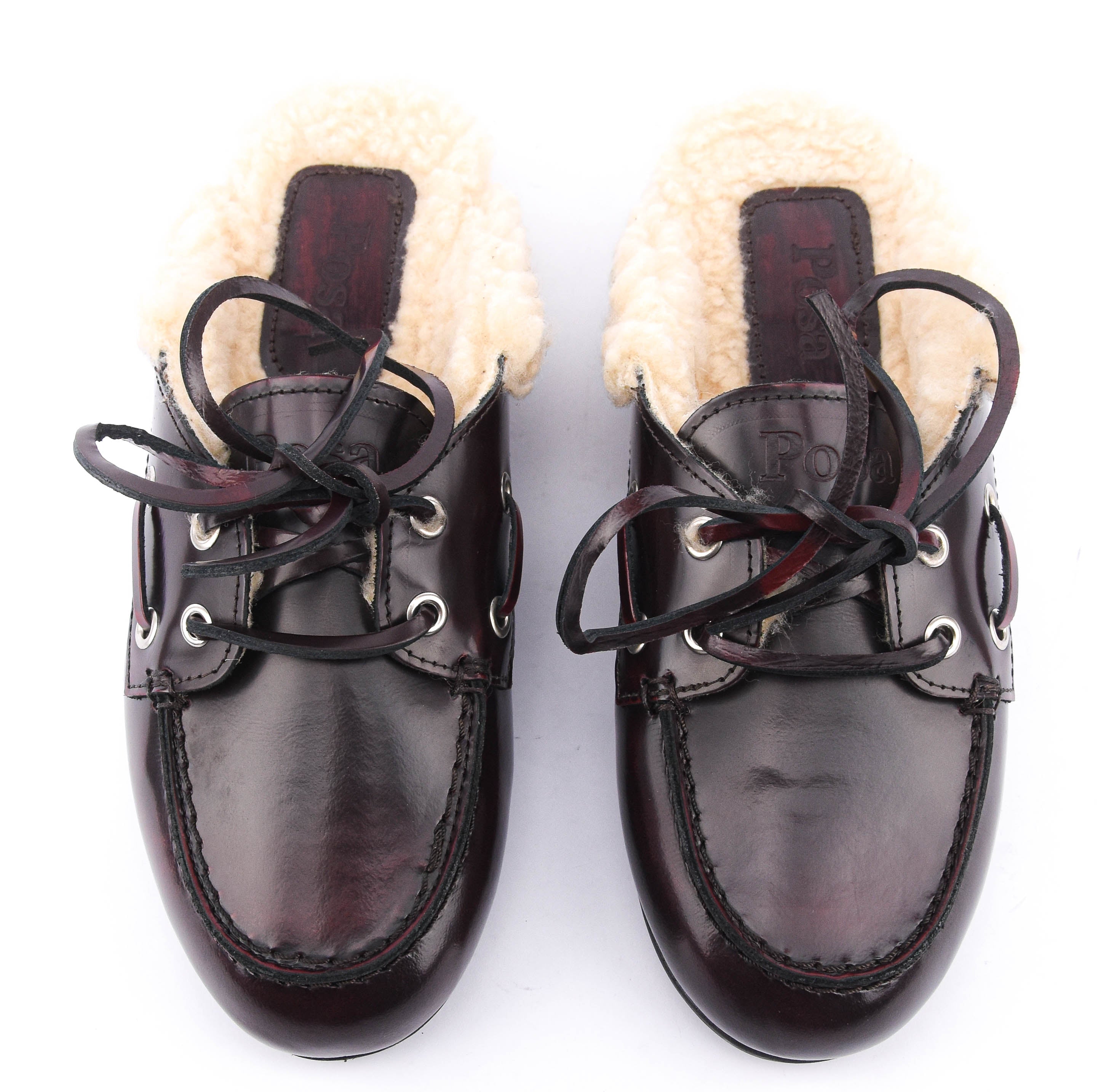 POSA BOAT LOAFER MULE FUR HIGHSHINE BORDO