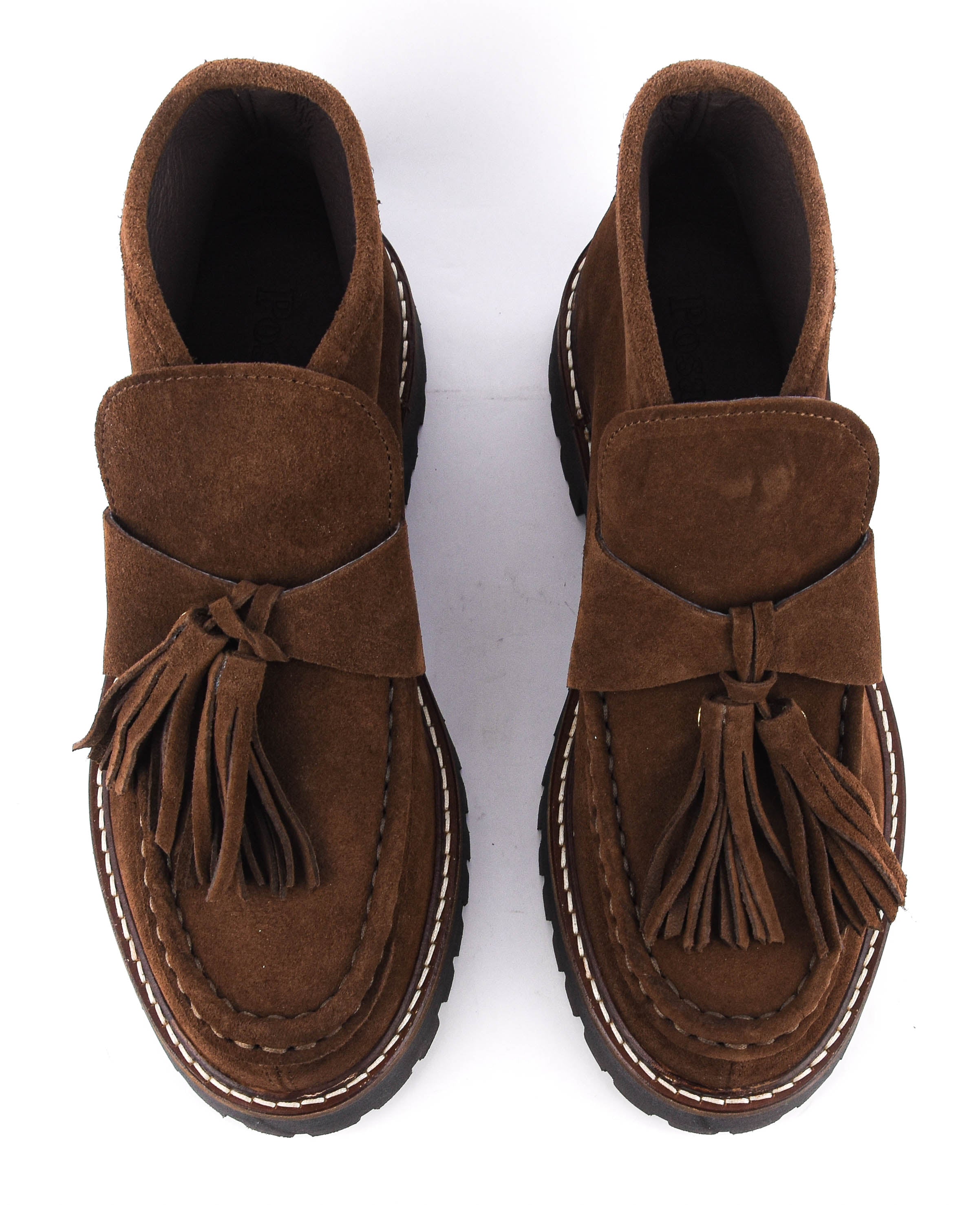 POSA AOSTA BOOTIE TASSEL DARK BROWN