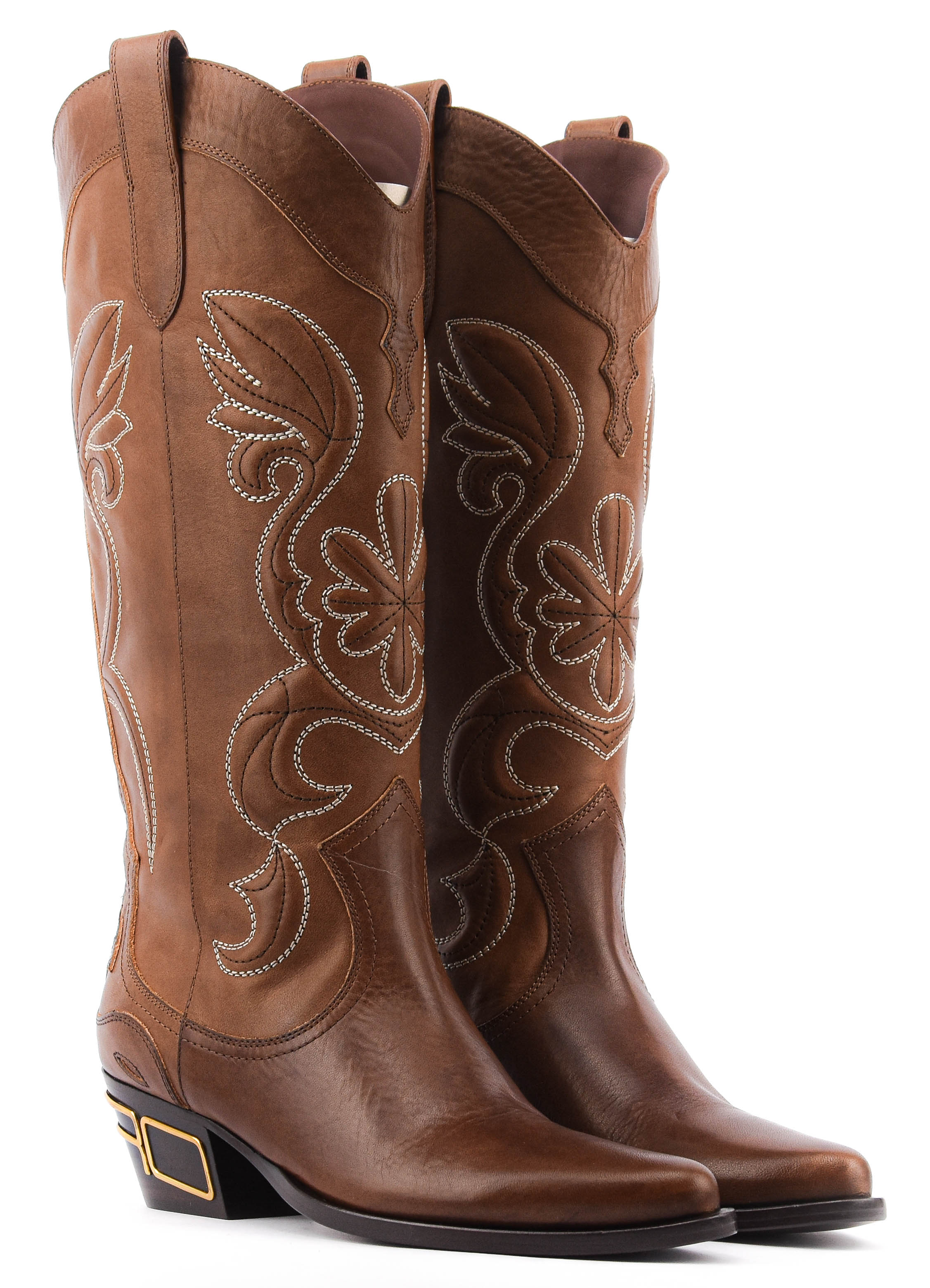 ETRO TEXAN BOOTS BROWN SIGNATURE HEEL