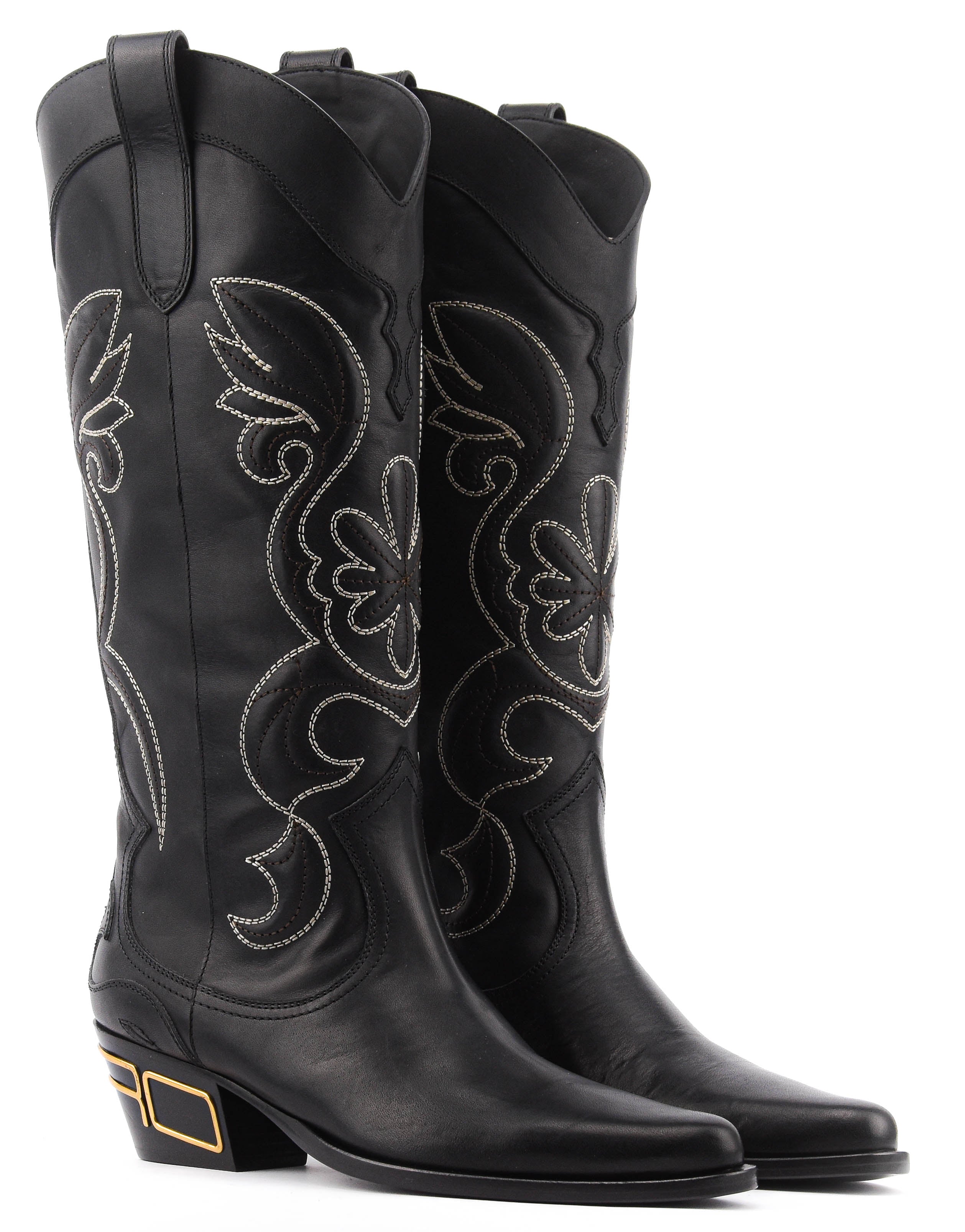 ETRO TEXAN BOOTS BLACK SIGNATURE HEEL