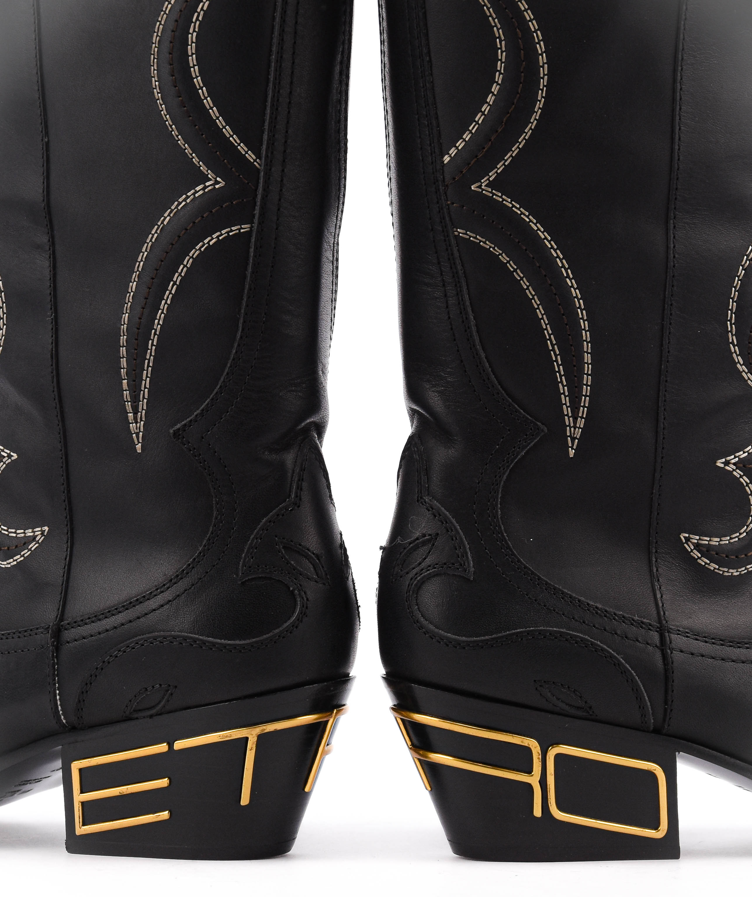 ETRO TEXAN BOOTS BLACK SIGNATURE HEEL