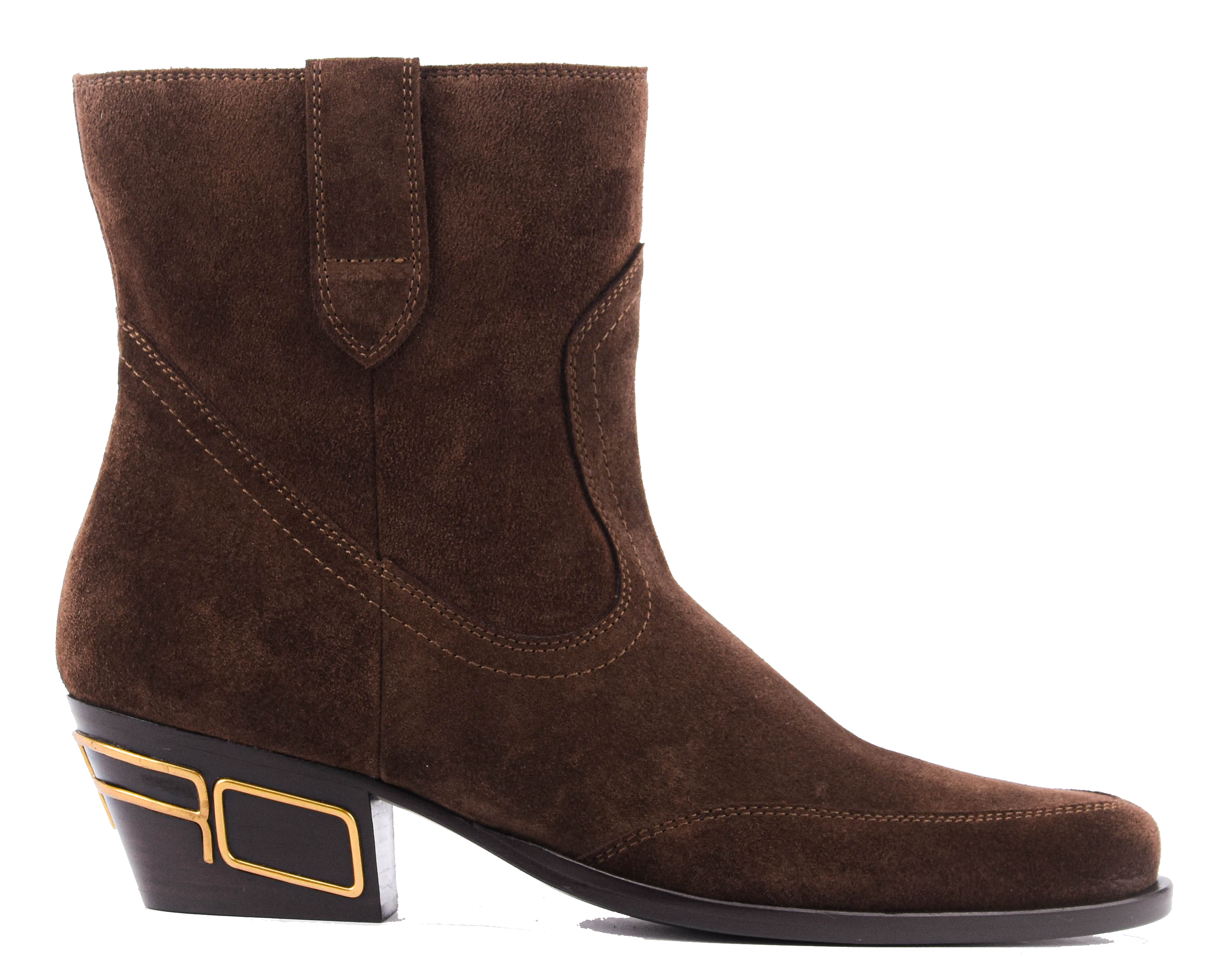 ETRO TEXAN BOOTIES SIGNATURE HEEL BROWN
