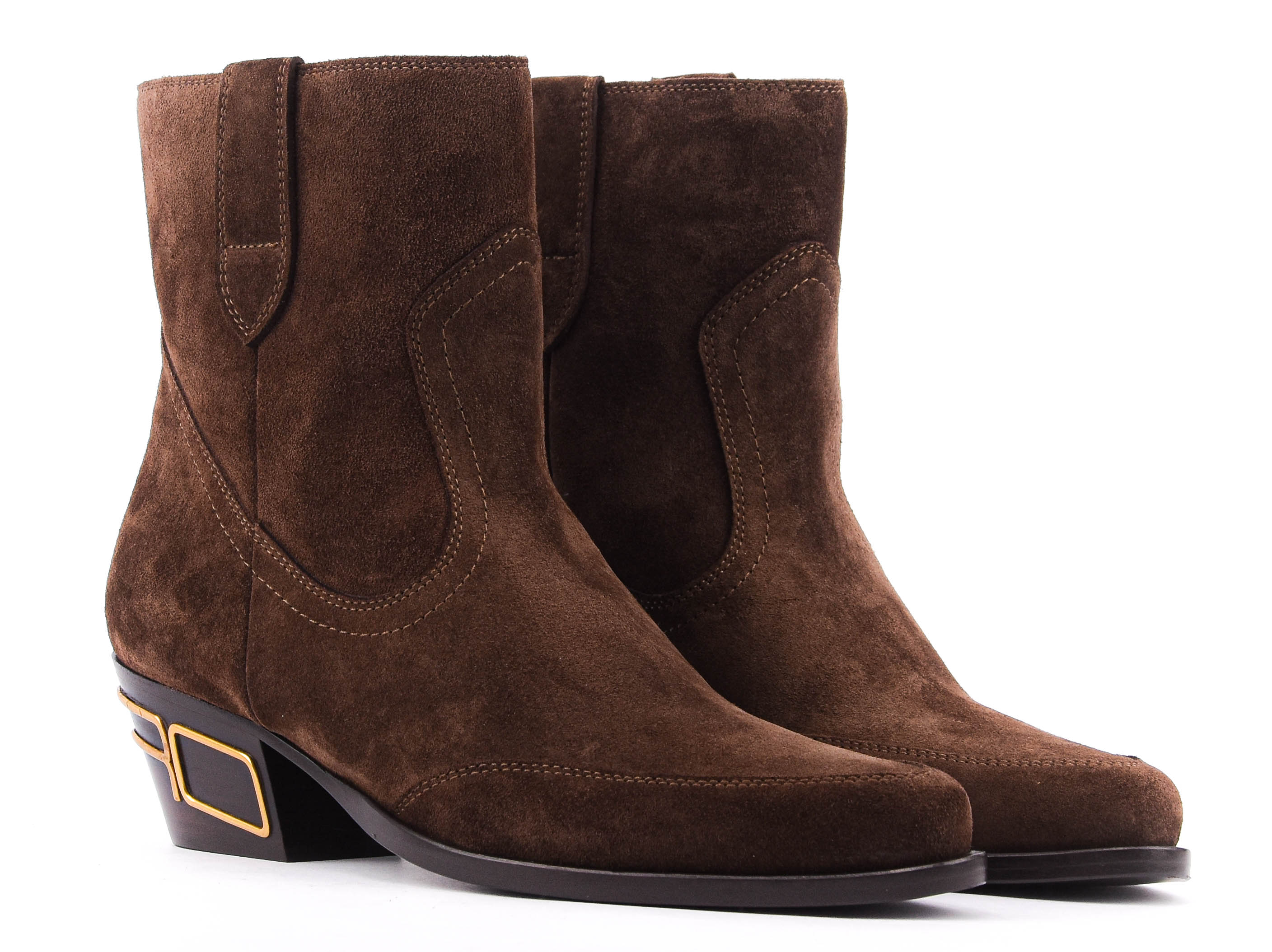 ETRO TEXAN BOOTIES SIGNATURE HEEL BROWN
