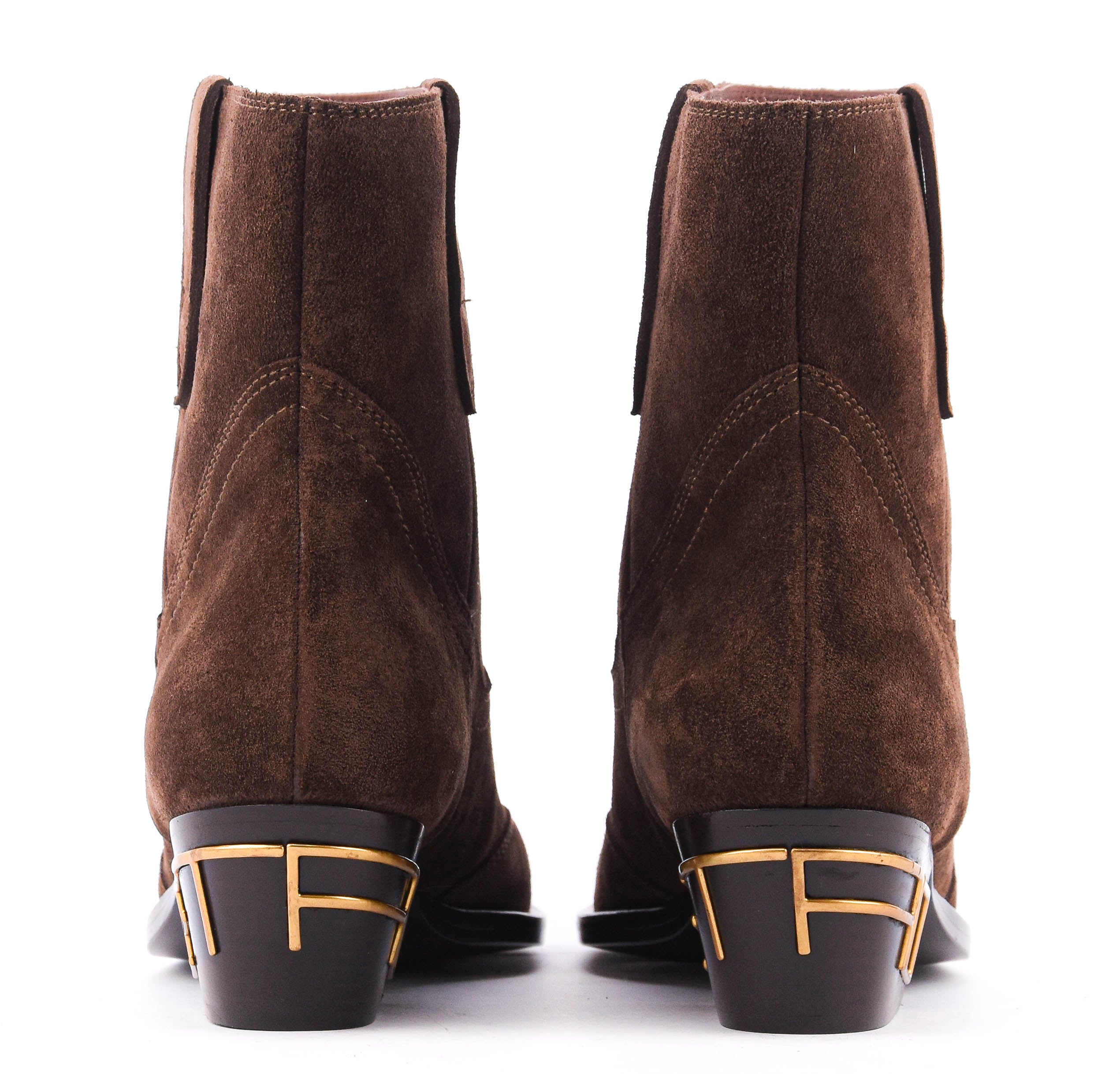 ETRO TEXAN BOOTIES SIGNATURE HEEL BROWN