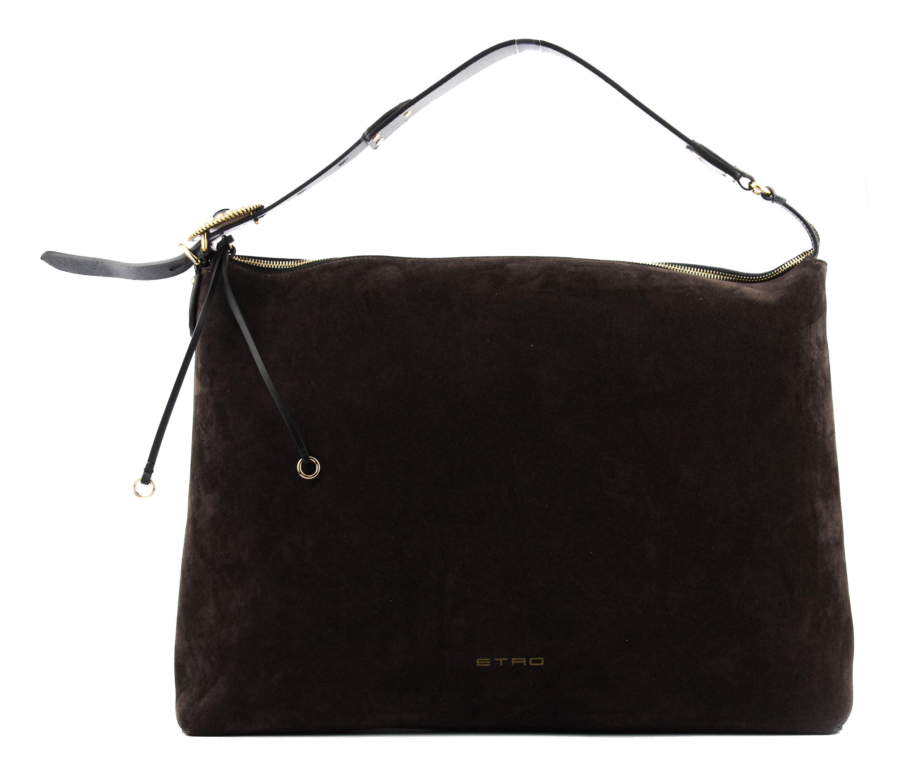 ETRO HOBO LARGE DARK BROWN suede