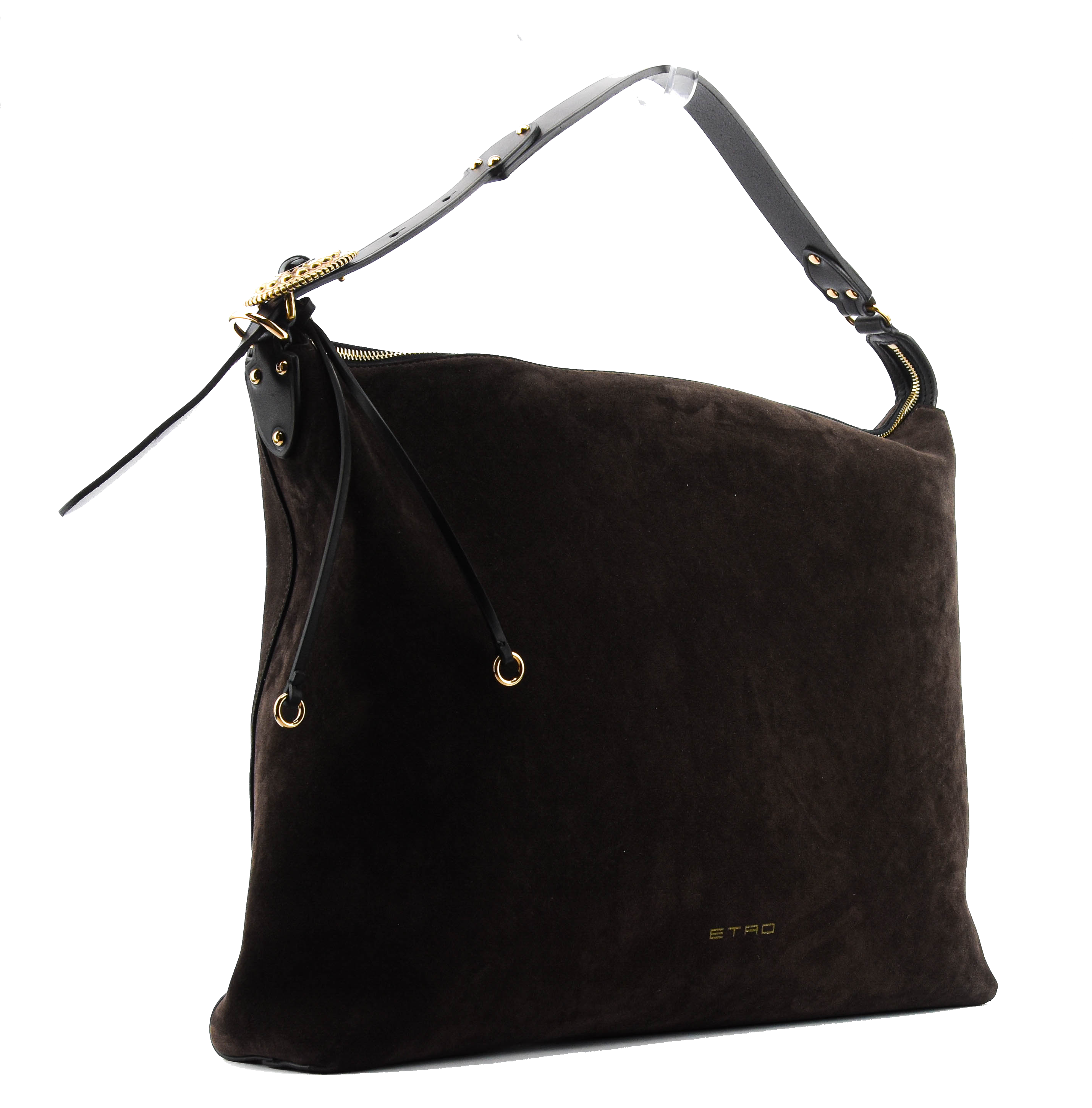 ETRO HOBO LARGE DARK BROWN SUEDE