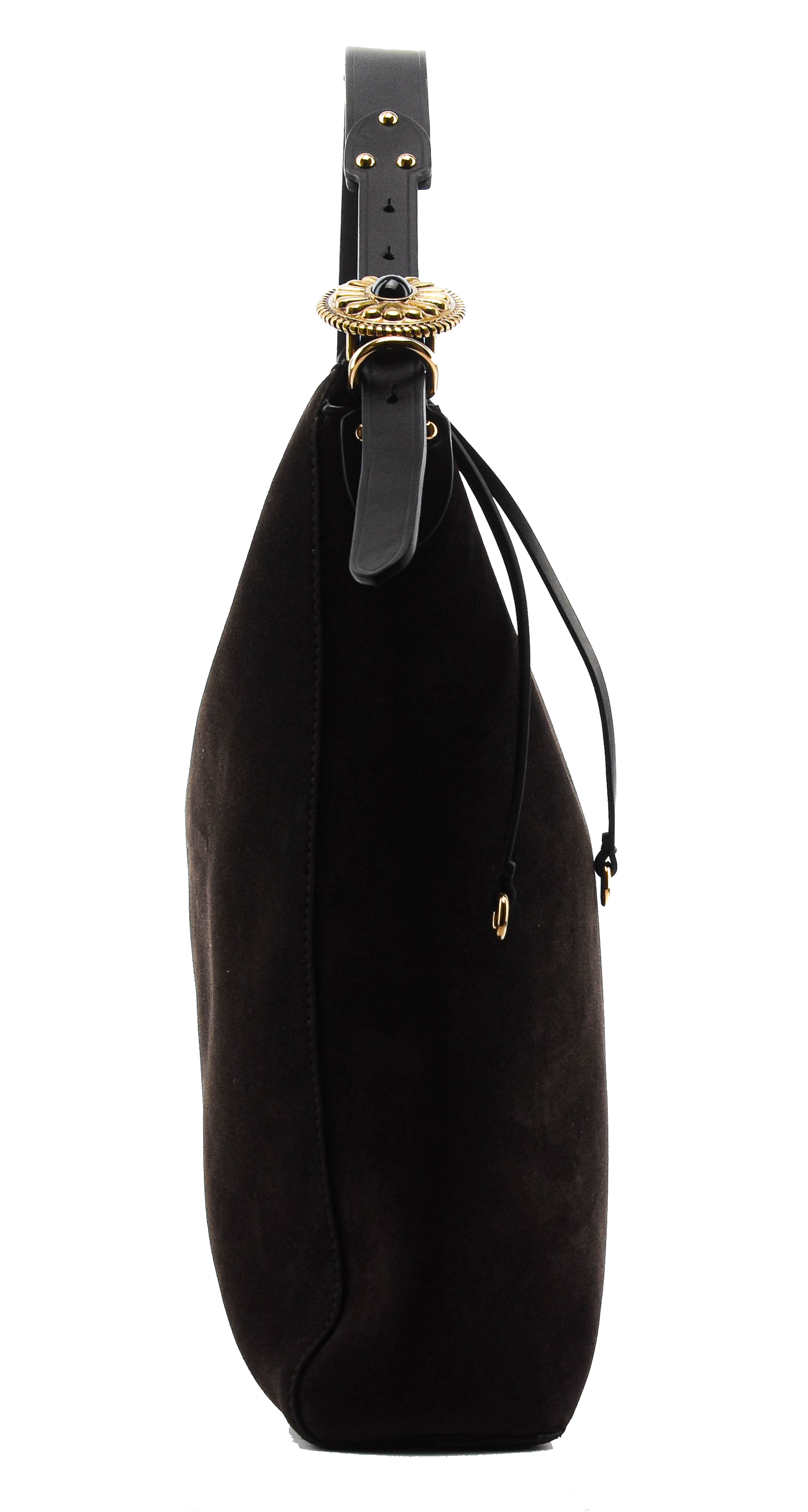 ETRO HOBO LARGE DARK BROWN SUEDE