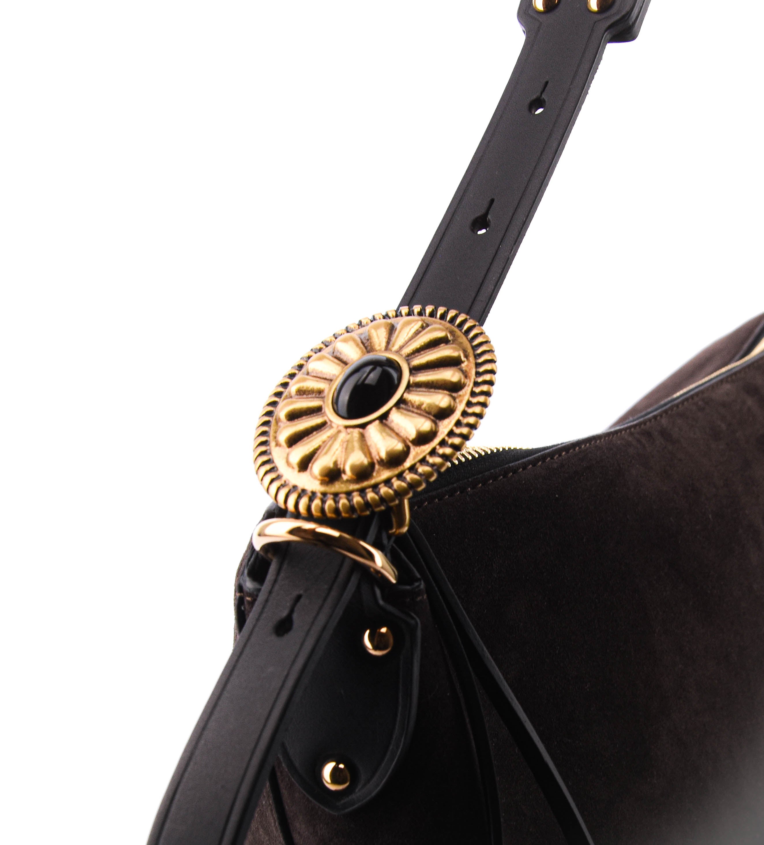 ETRO HOBO LARGE DARK BROWN SUEDE