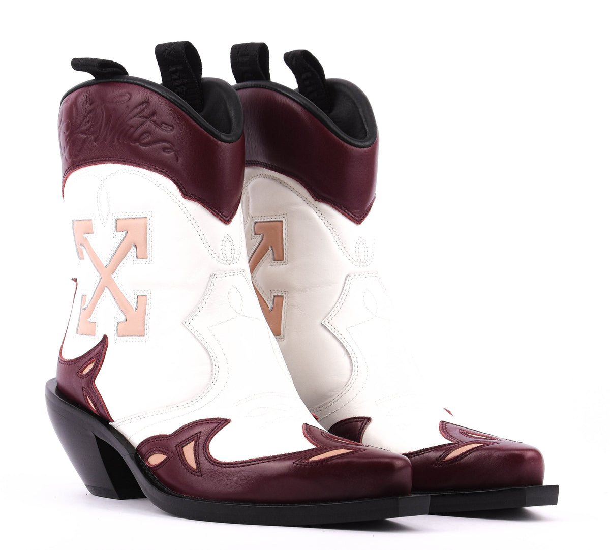 OFF WHITE SANTIAGO BOOTS OFF WHITE/BURGUNDY