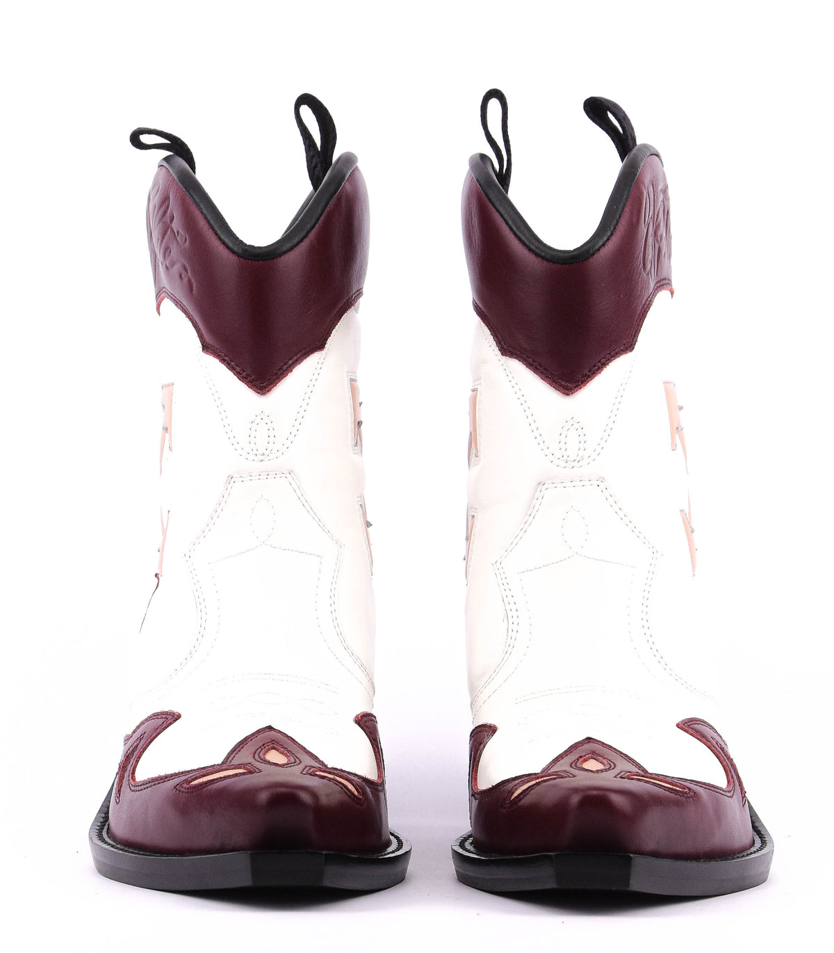 OFF WHITE SANTIAGO BOOTS OFF WHITE/BURGUNDY