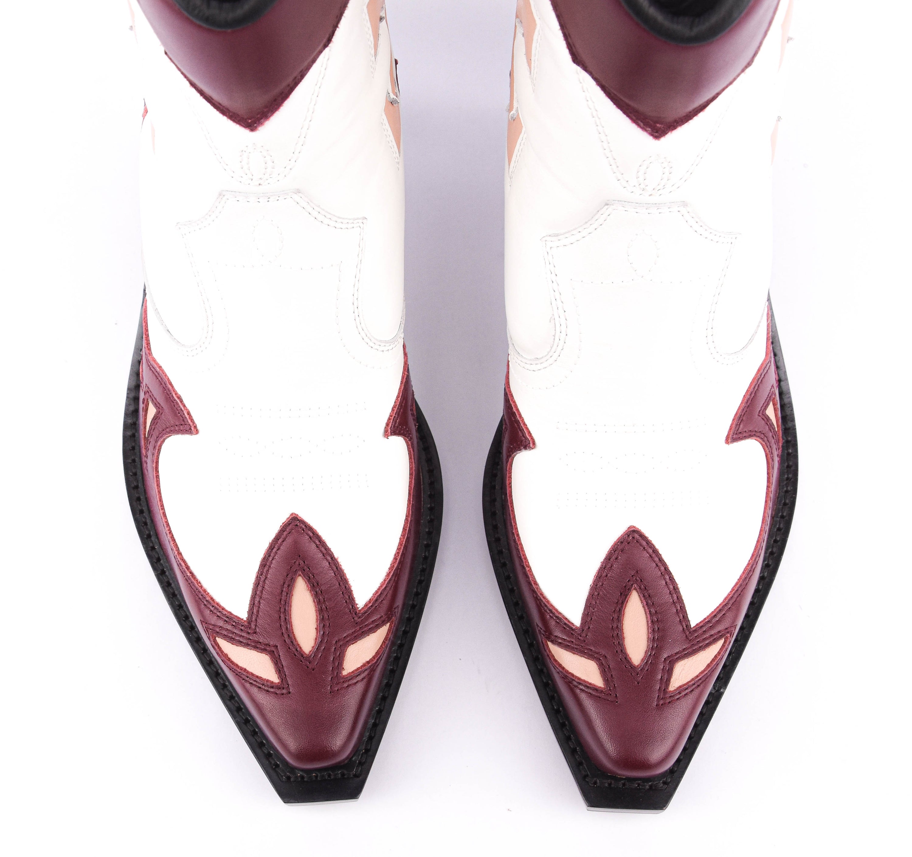 OFF WHITE SANTIAGO BOOTS OFF WHITE/BURGUNDY