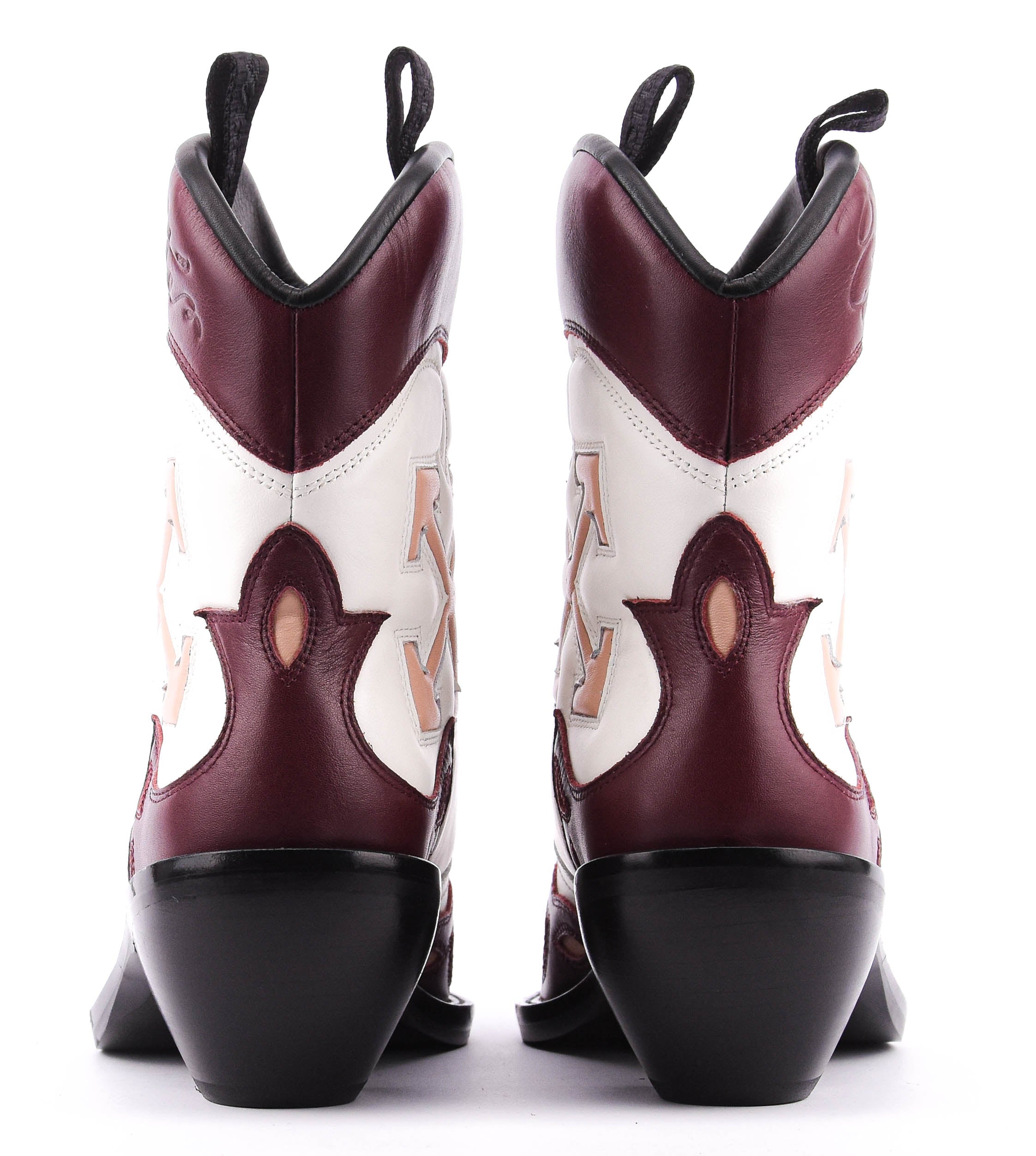 OFF WHITE SANTIAGO BOOTS OFF WHITE/BURGUNDY