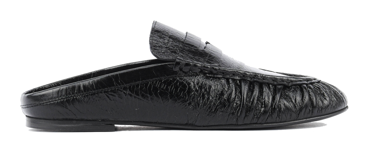 TORAL PIPER LOAFER MULE BLACK LEATHER