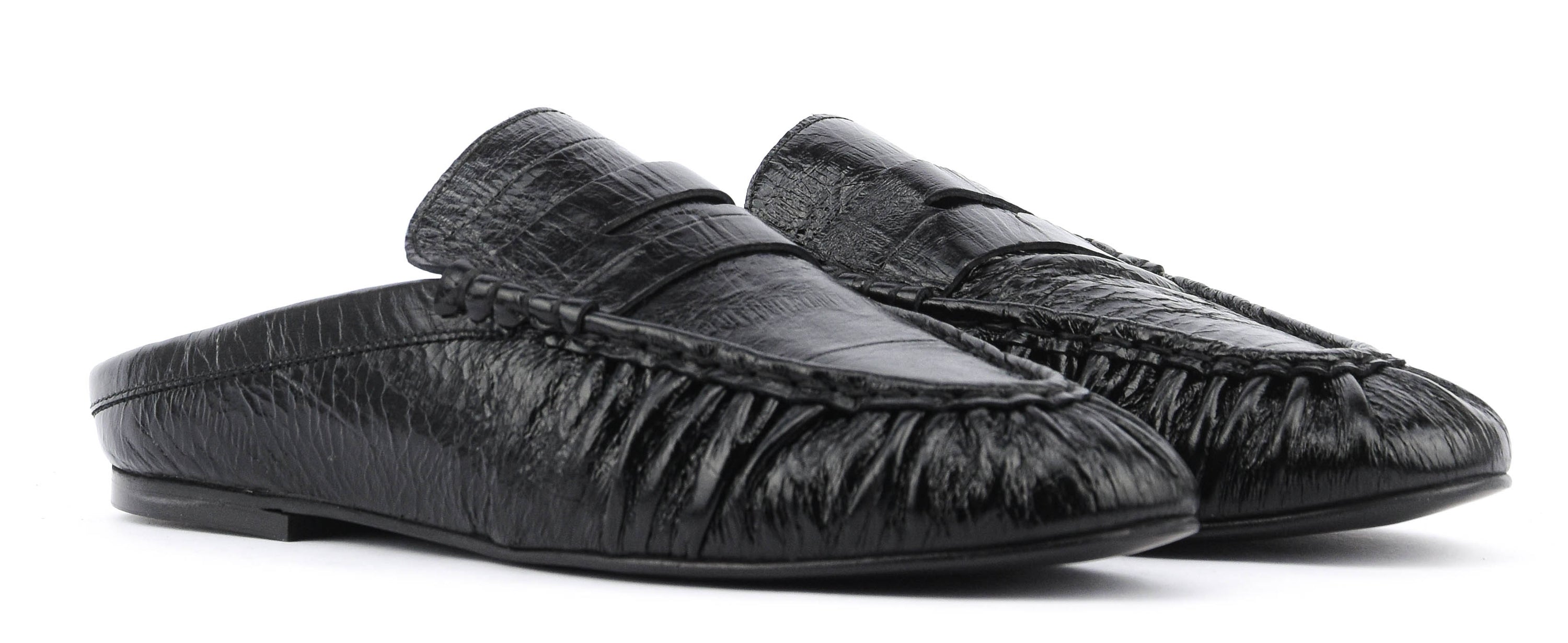 TORAL PIPER LOAFER MULE BLACK LEATHER