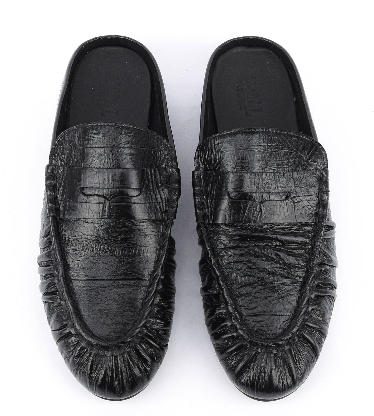 TORAL PIPER LOAFER MULE BLACK LEATHER