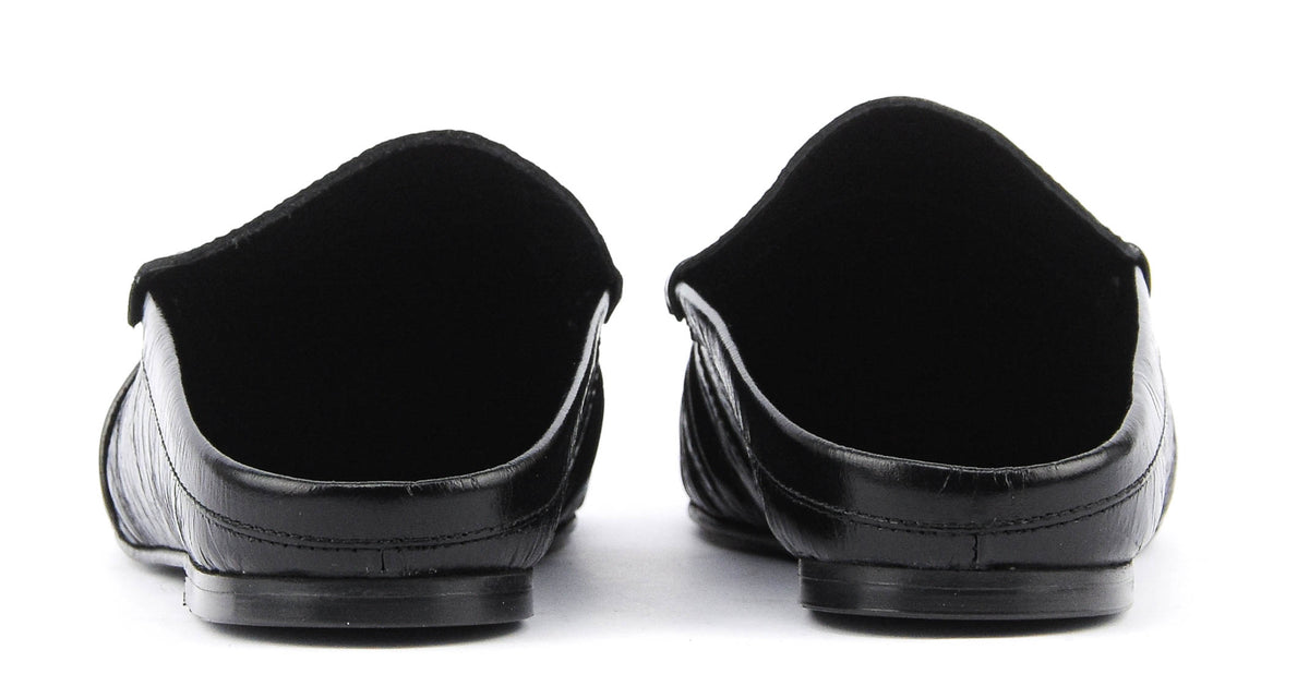 TORAL PIPER LOAFER MULE BLACK LEATHER