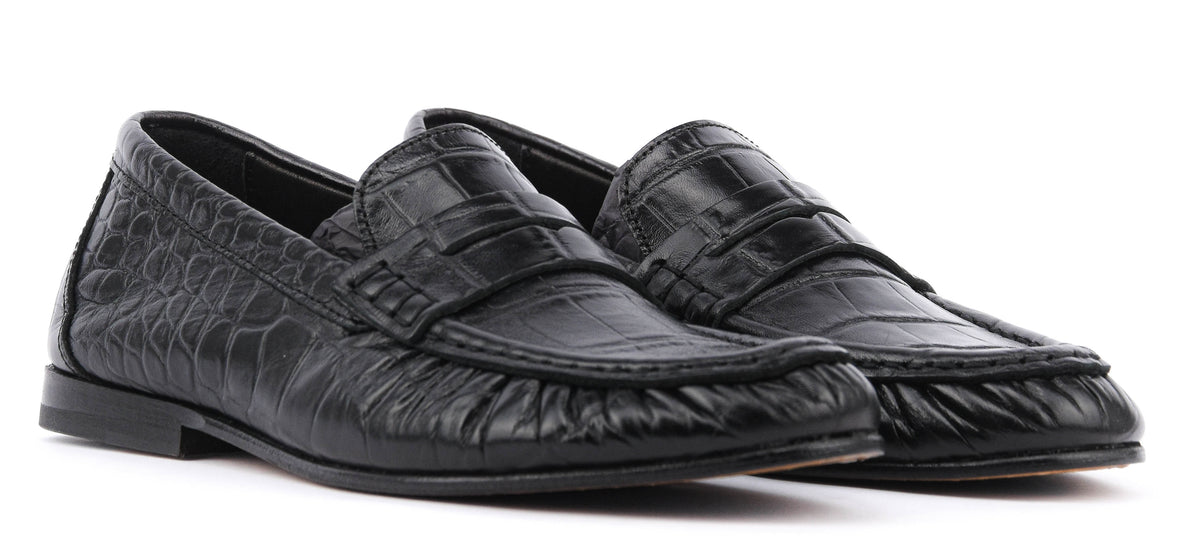 POSA PENNY LOAFER BLACK CROC
