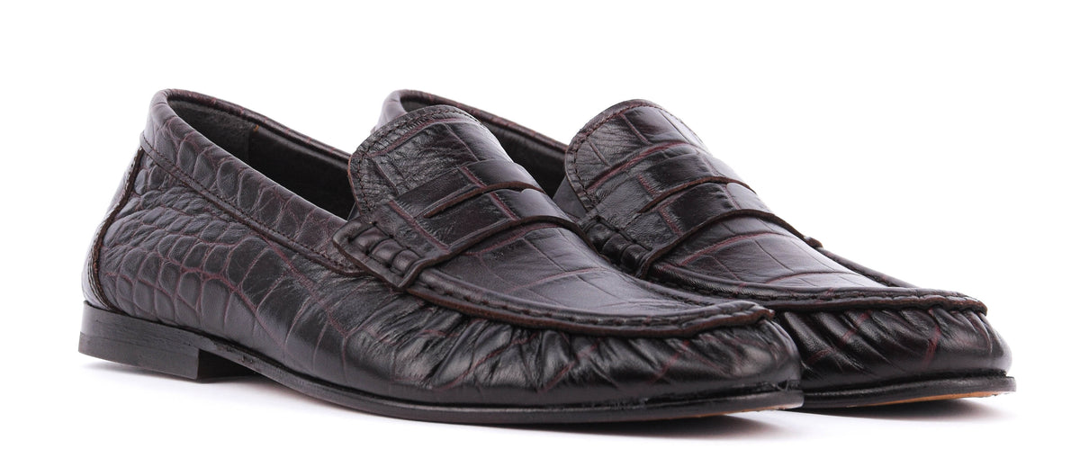 POSA PENNY LOAFER BURGUNDY CROC
