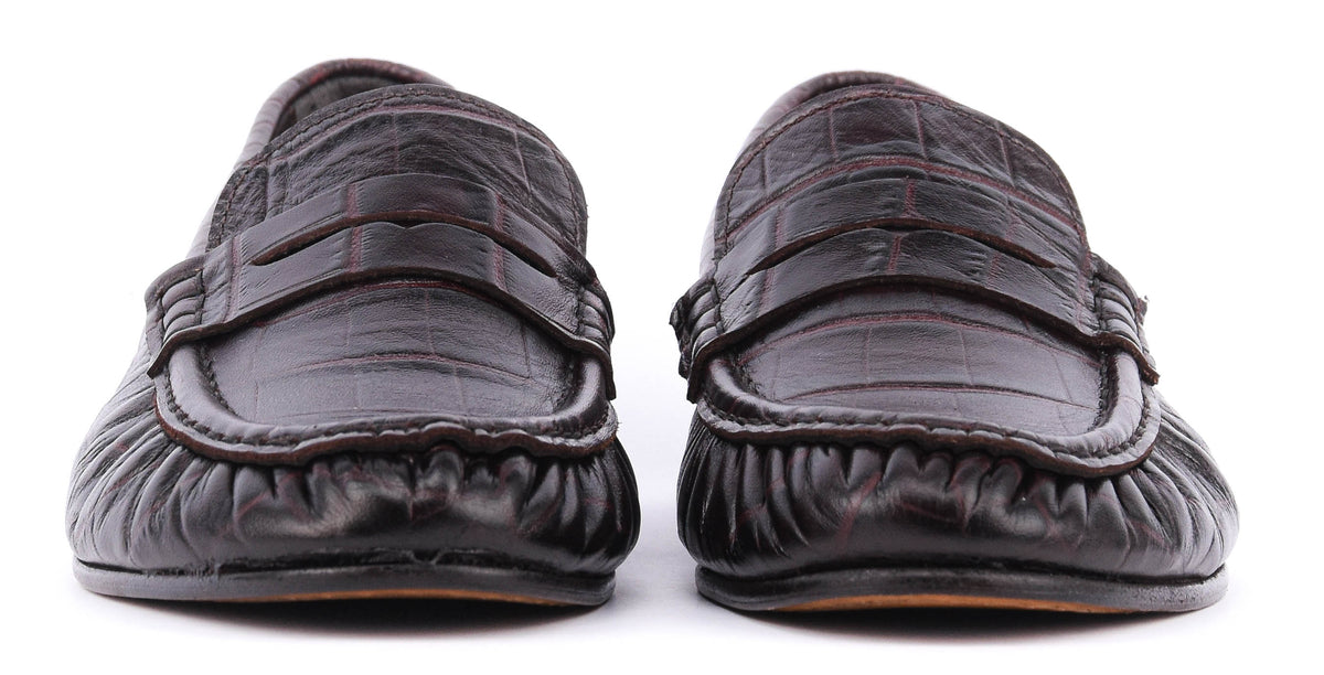 POSA PENNY LOAFER BURGUNDY CROC