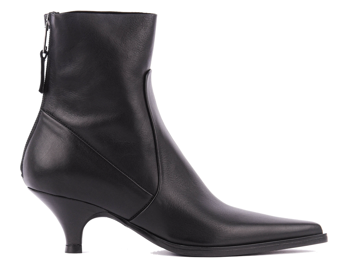 ELENA IACHI POINTY BOOTIE BLACK LEATHER