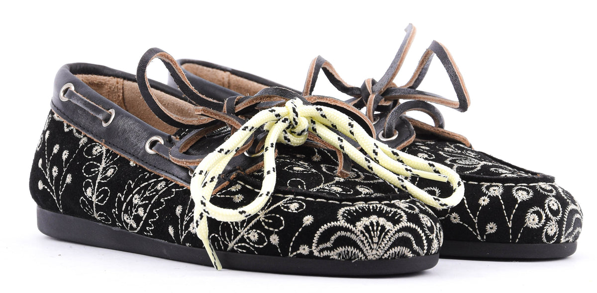 POSA BOAT LOAFER BOTANIC BRUSHED SUEDE BLACK