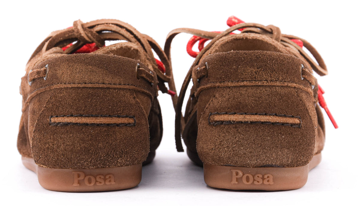 POSA BOAT LOAFER WRINKLE BRUSHED SUEDE DARK BROWN