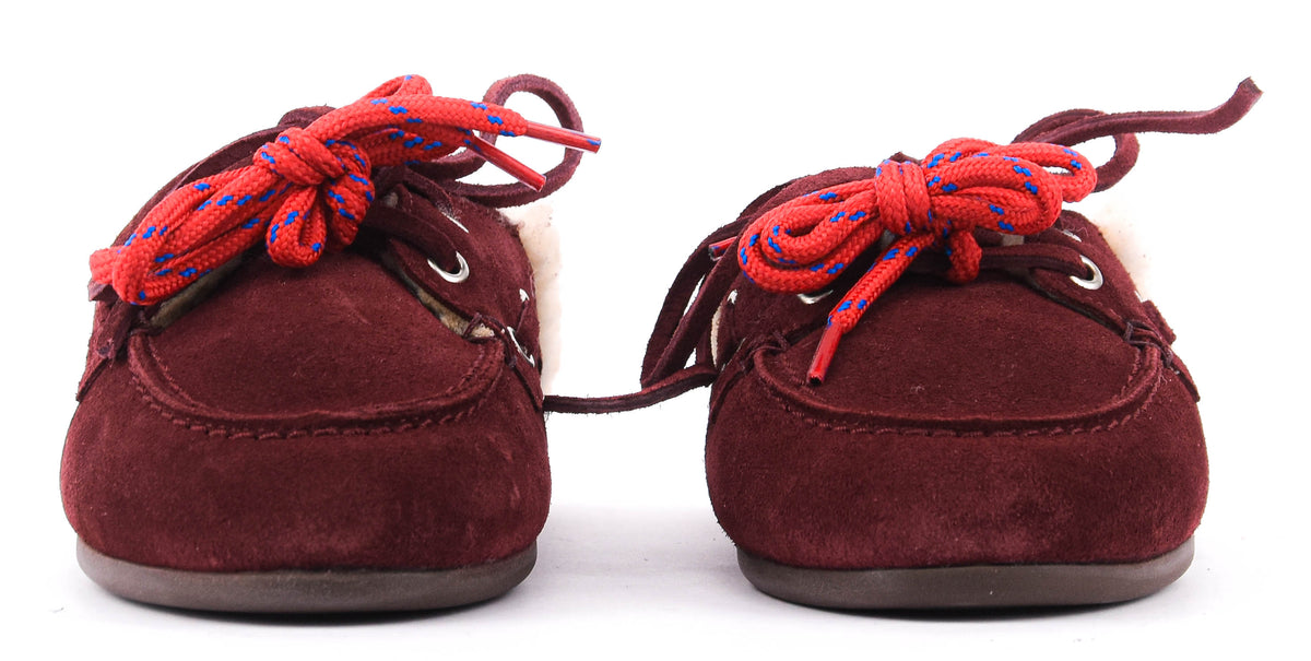 POSA BOAT LOAFER MULE FUR BURGUNDY