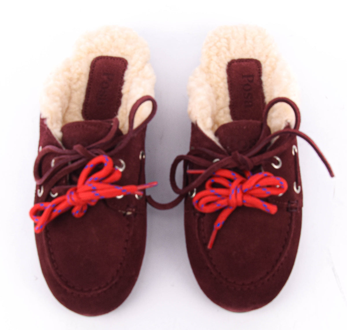 POSA BOAT LOAFER MULE FUR BURGUNDY